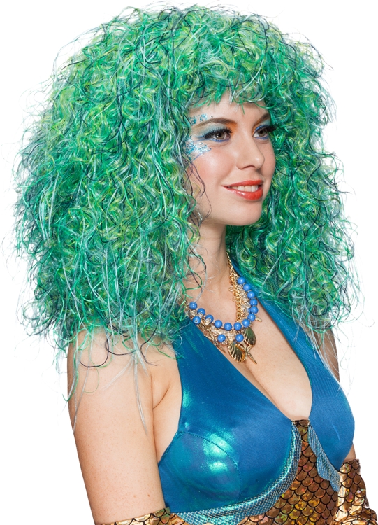 Mermaid, blue-green mottled wig