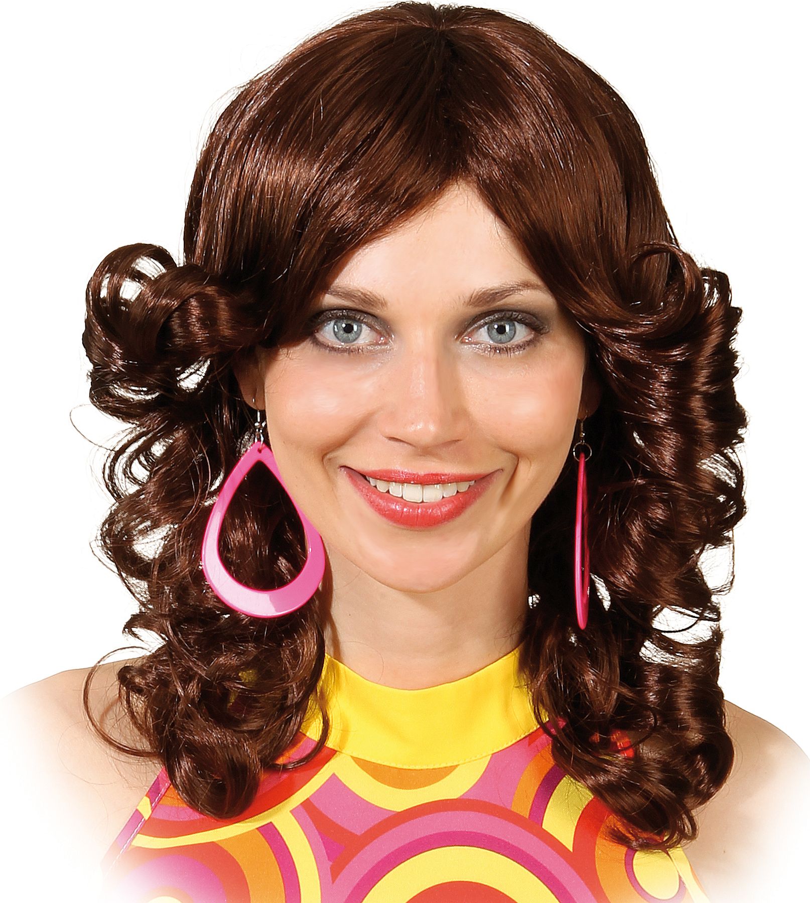 70s curly wig, brown