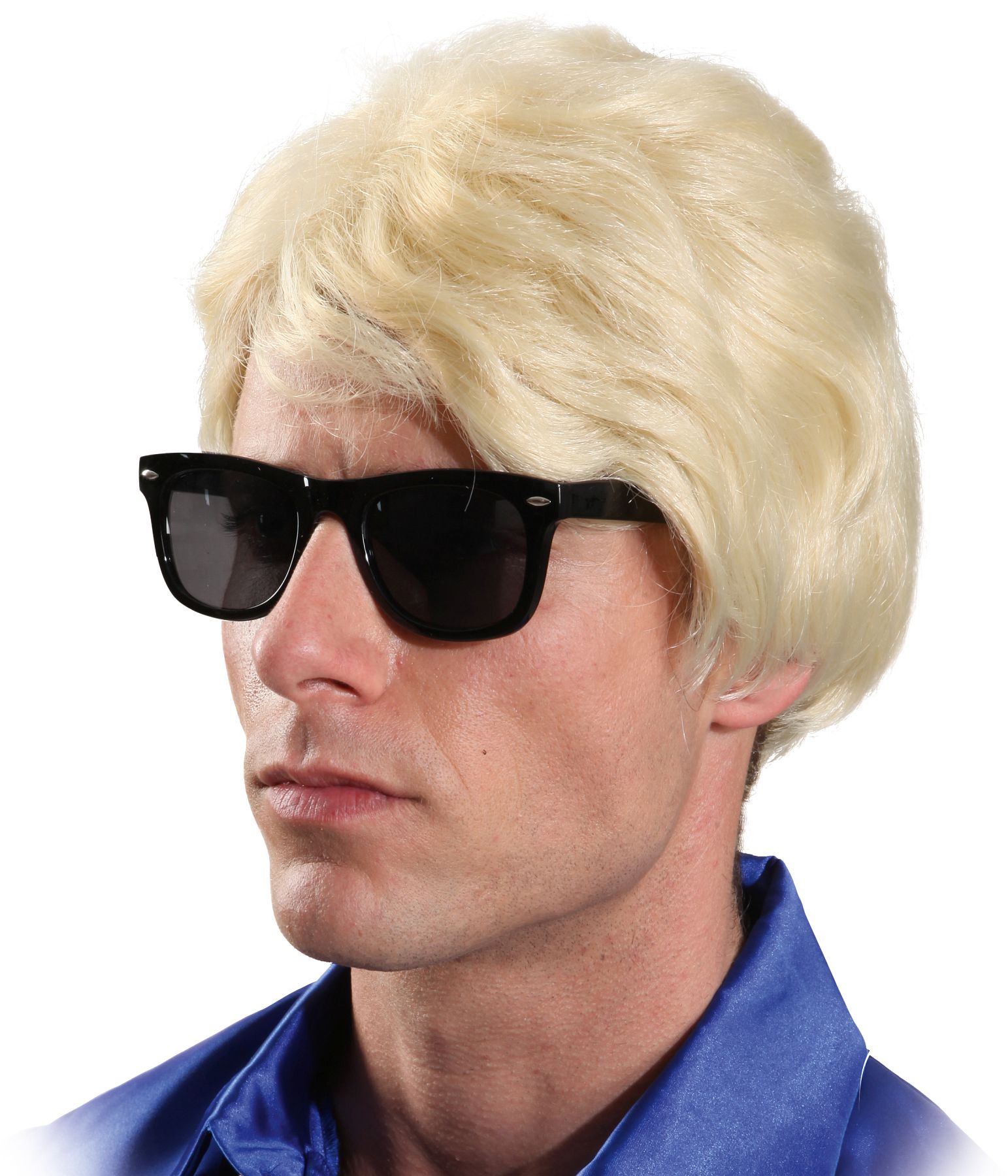 Herrenperücke blond mit Brille