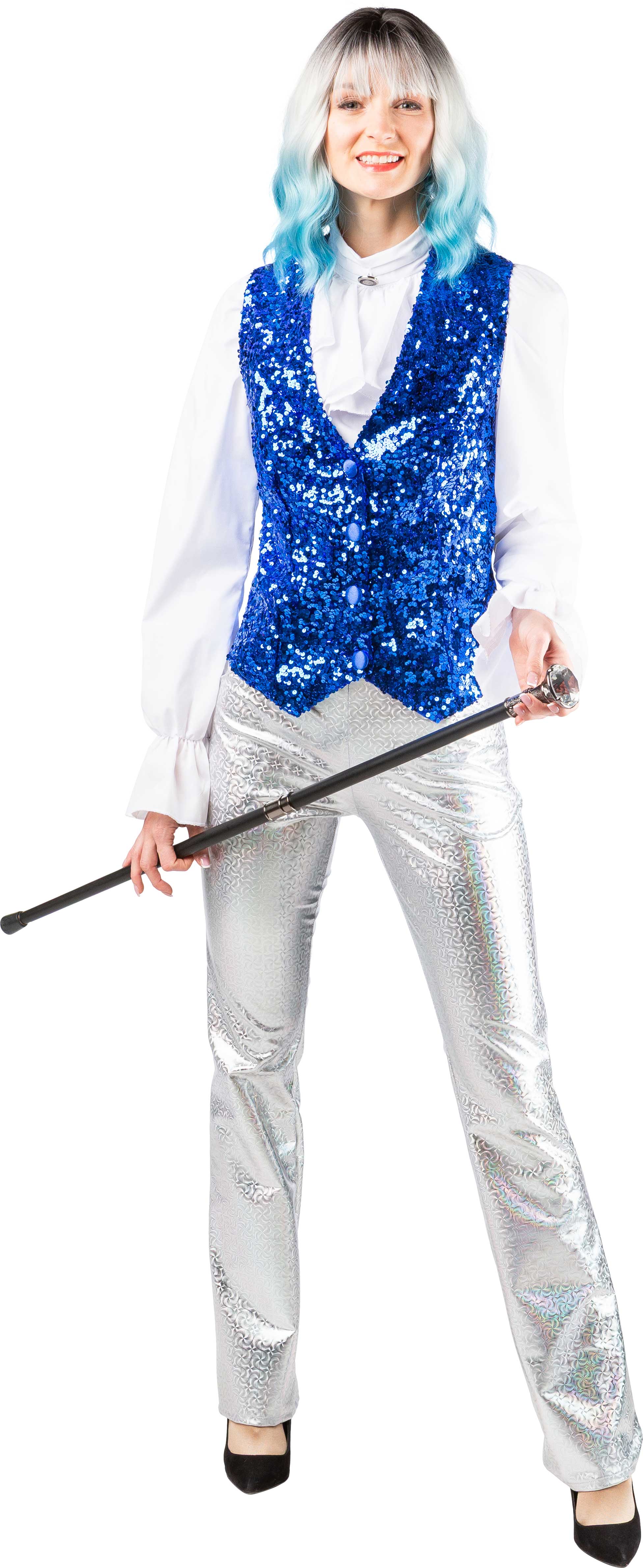 Gilet à paillettes pour femme, bleu