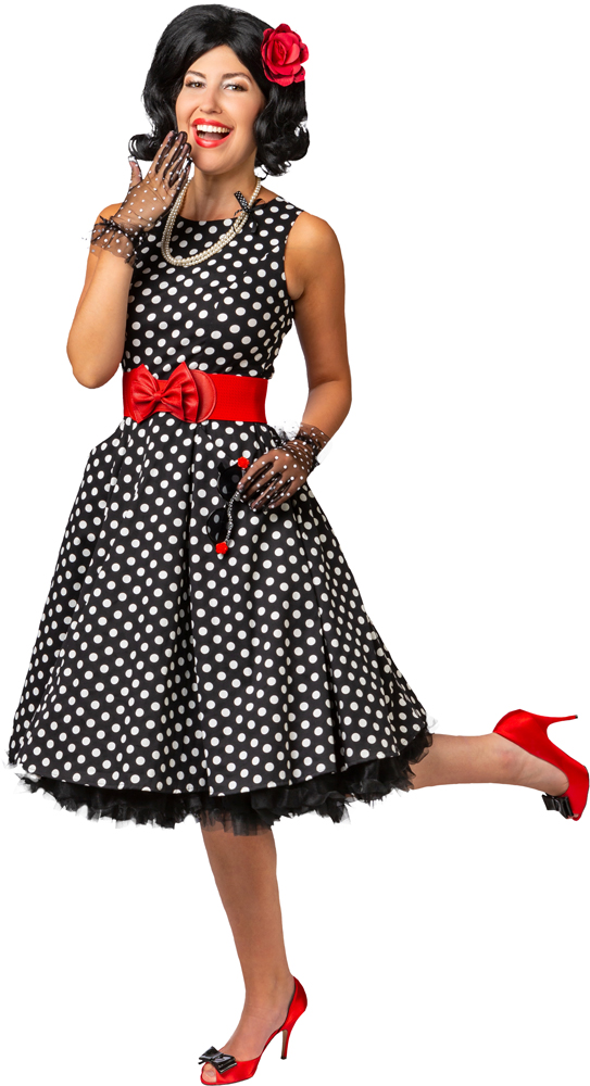 Kleid Rockabilly, schwarz/weiß gepunktet