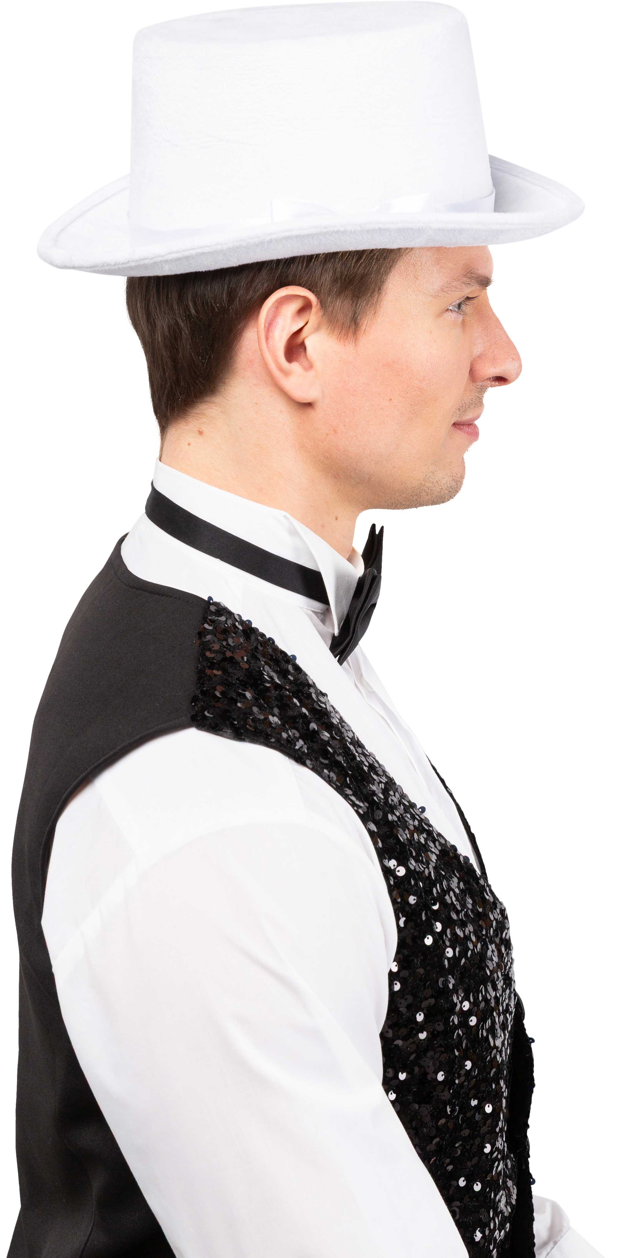 Zylinder Samt flach, weiß