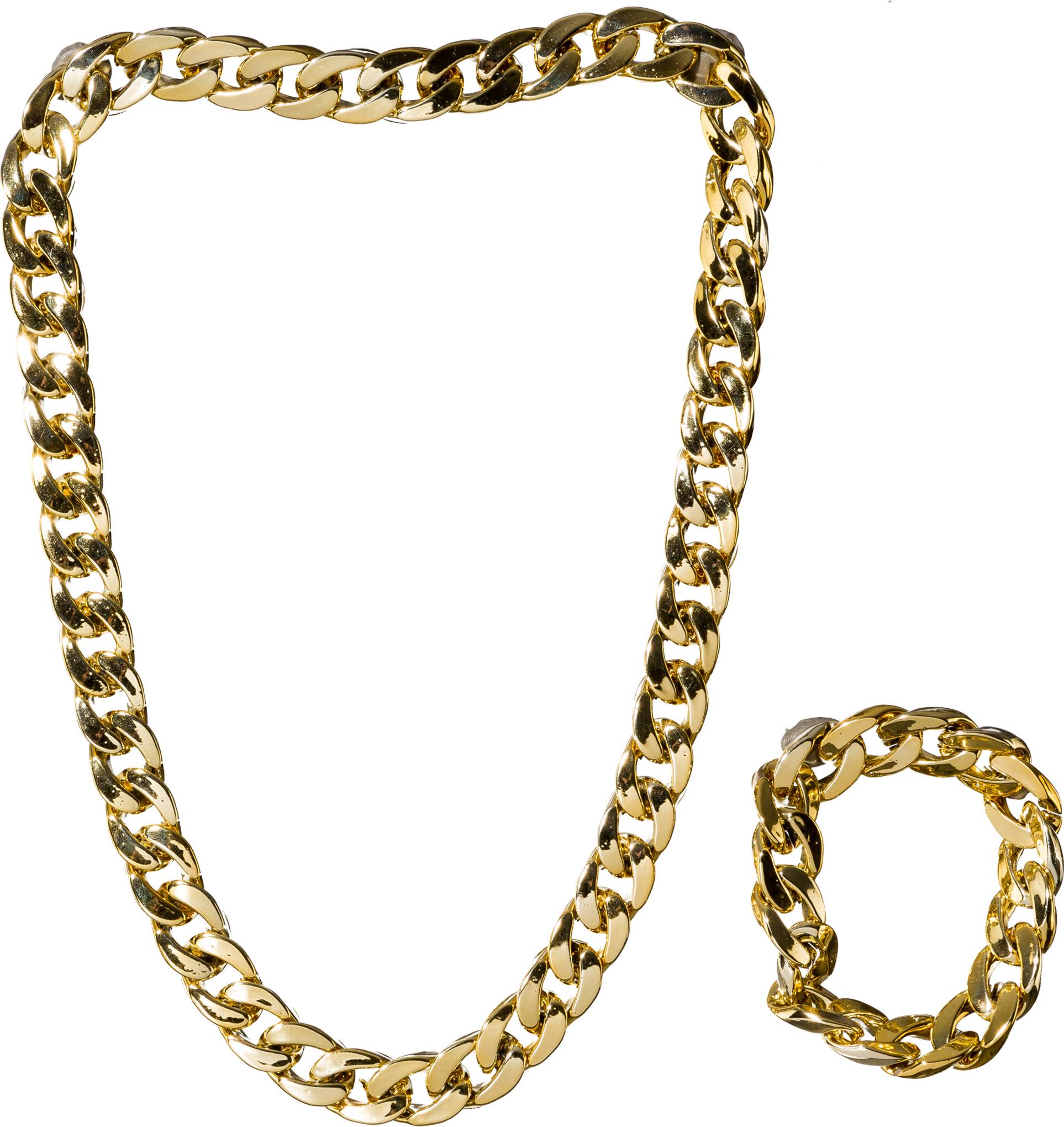 Gold-coloured necklace and bracelet