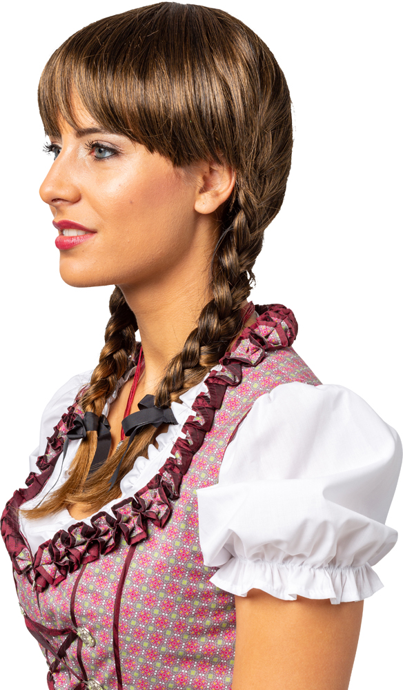 Braided wig short with pony, brown