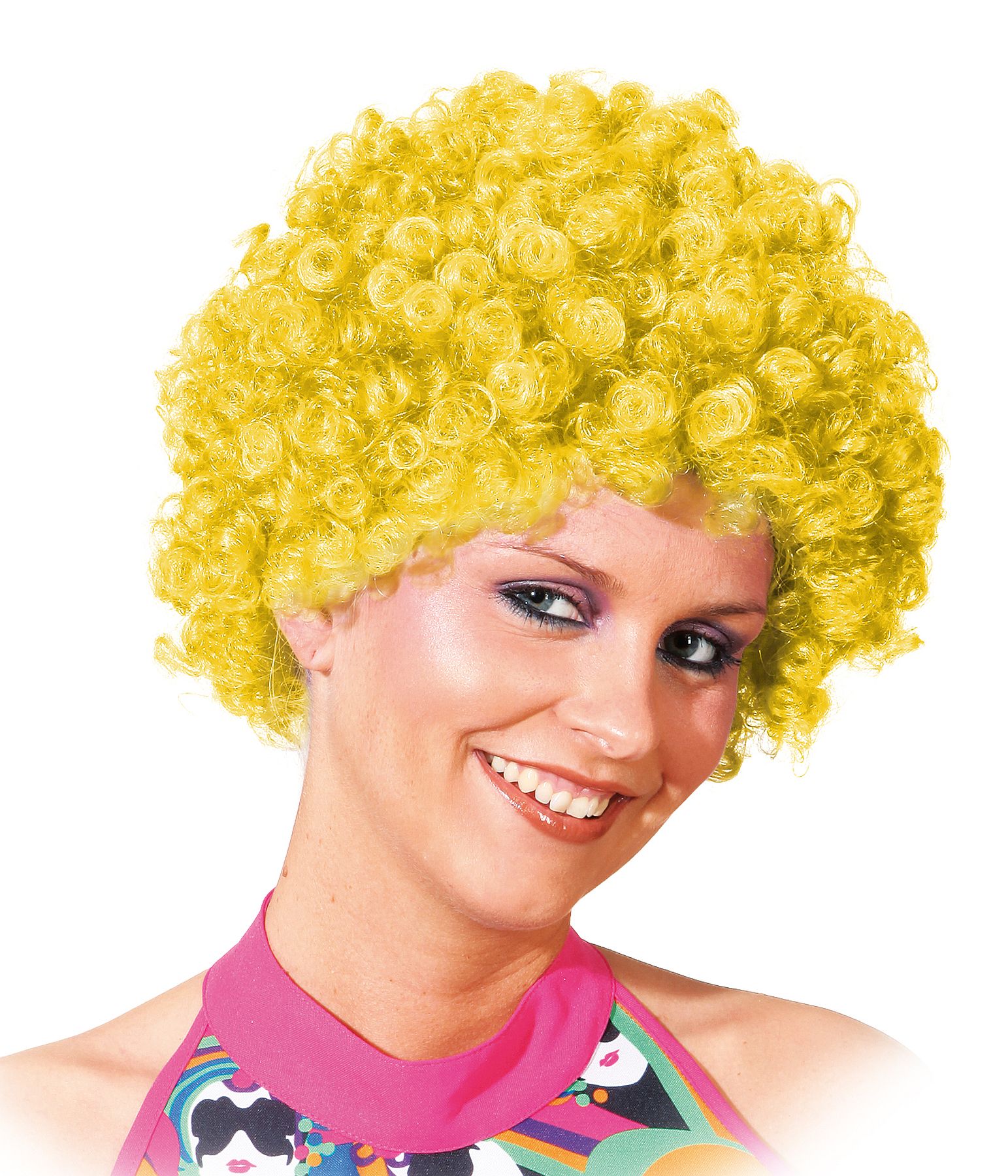 Small curl wig, yellow