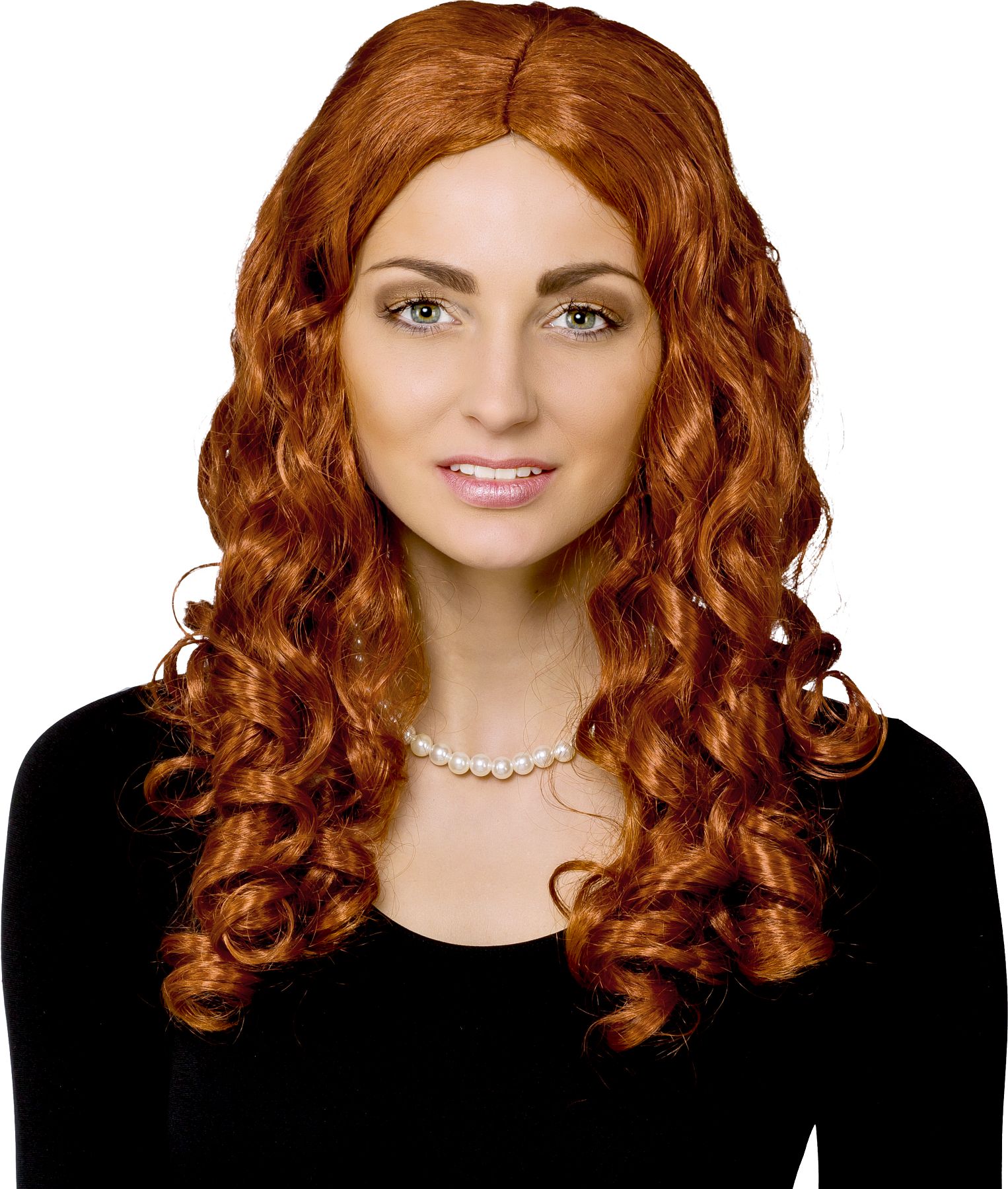 Curly wig middle parting, copper