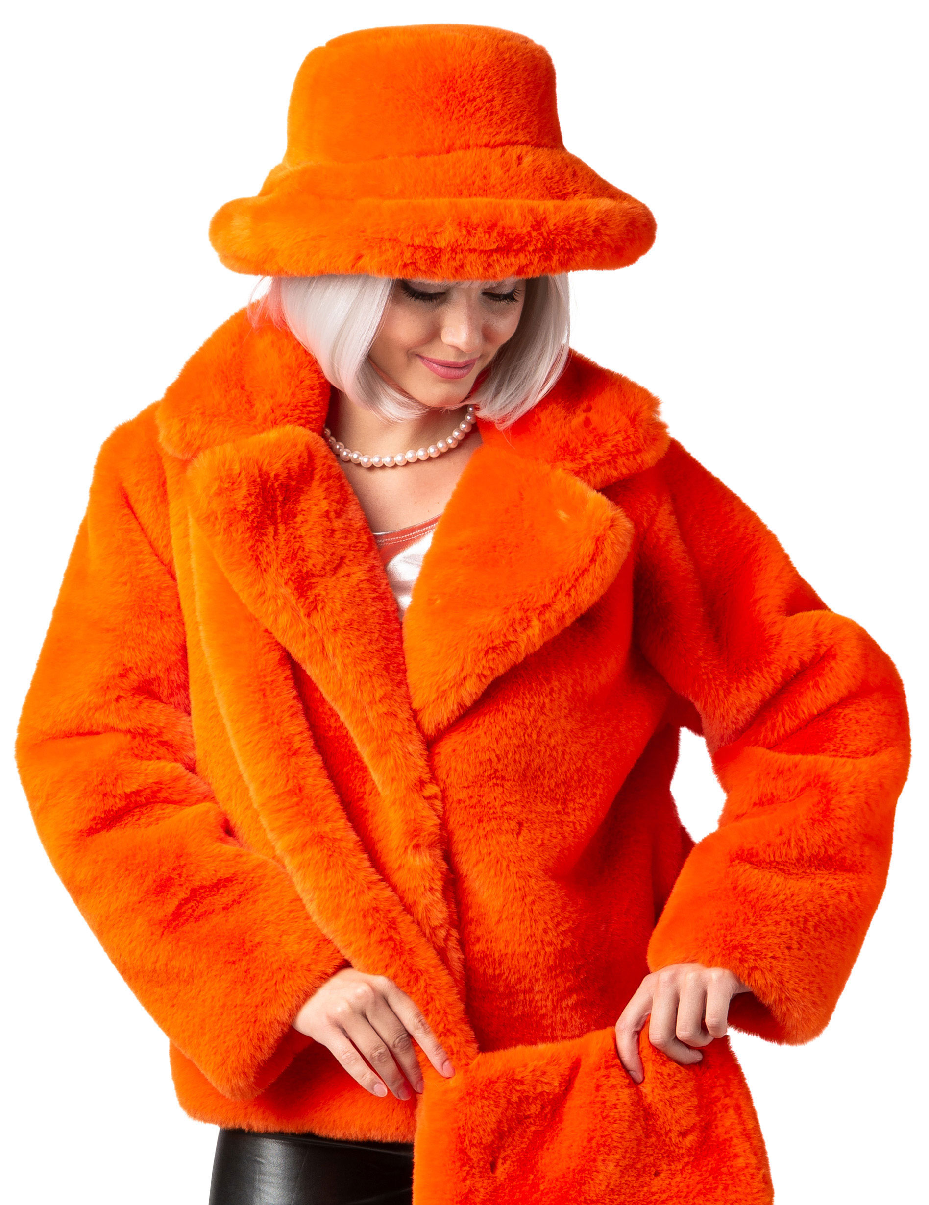 Fischermütze Plüsch, Orange