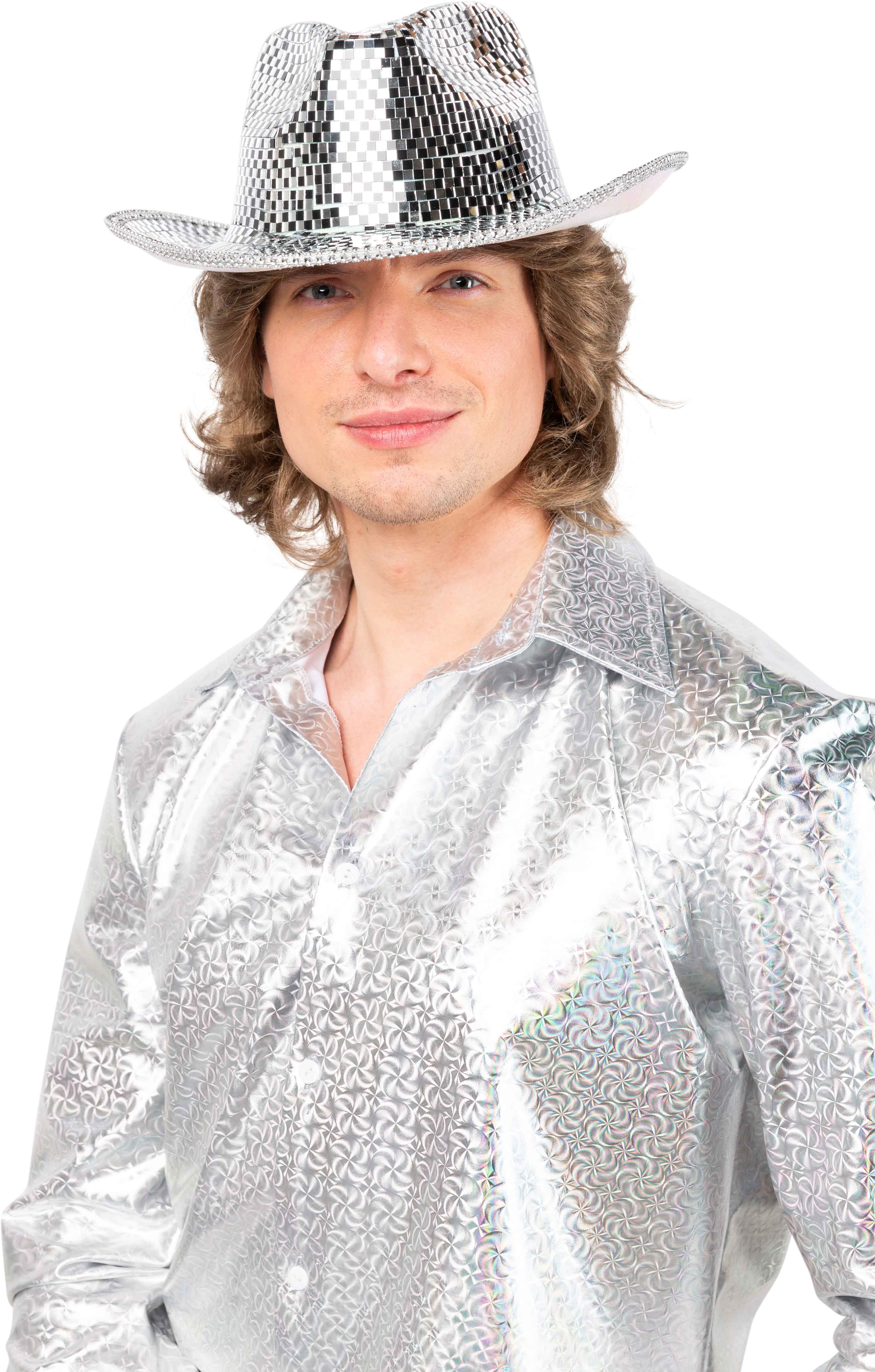 Cowboy hat with disco ball, black-silver