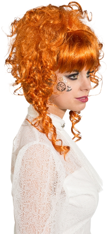 Damenperücke kurz gelockt, kupfer 