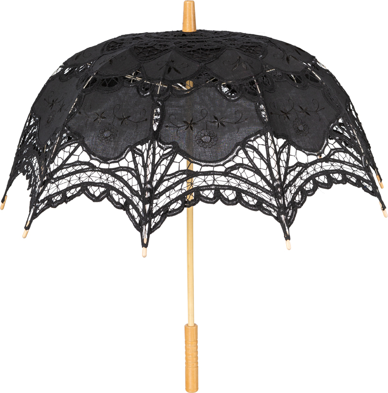 Parapluie à dentelle au crochet, noir