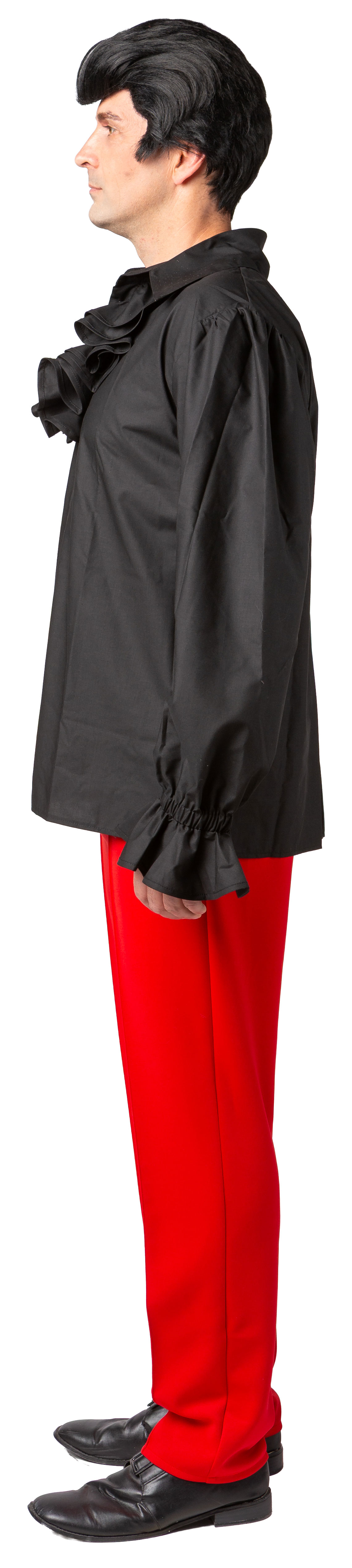 Ruffled shirt with short ruffle, black