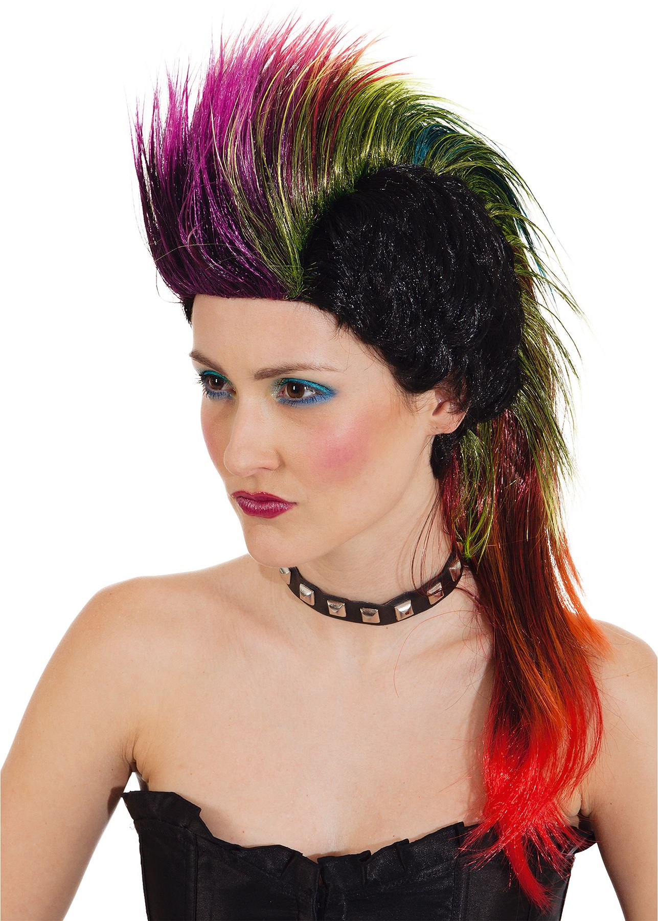 Wig with mohawk, colored