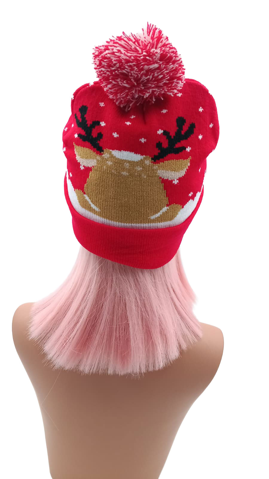 Bonnet à pompon rouge Oh Deer