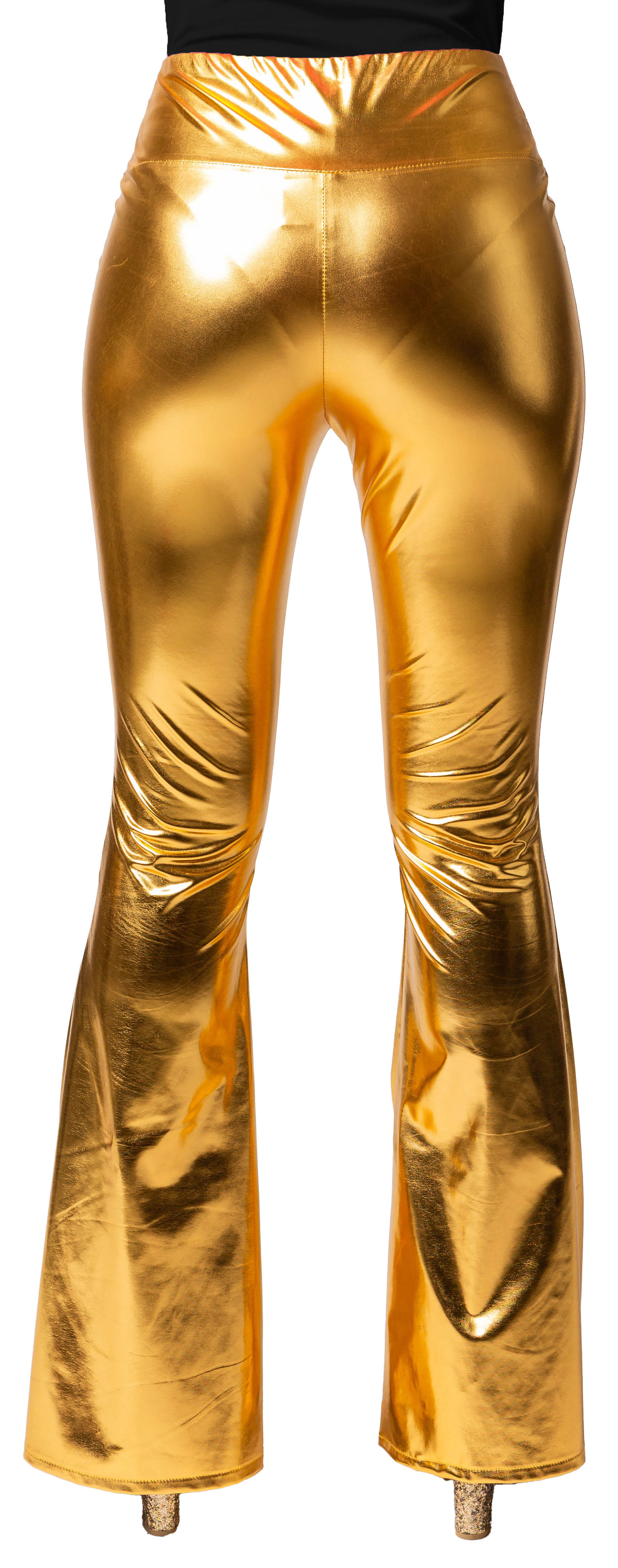 Flared leggings, gold, high waistband