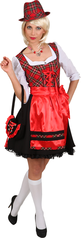 Robe bavaroise tradionel ''Dirndl'', noir-rouge à carreaux
