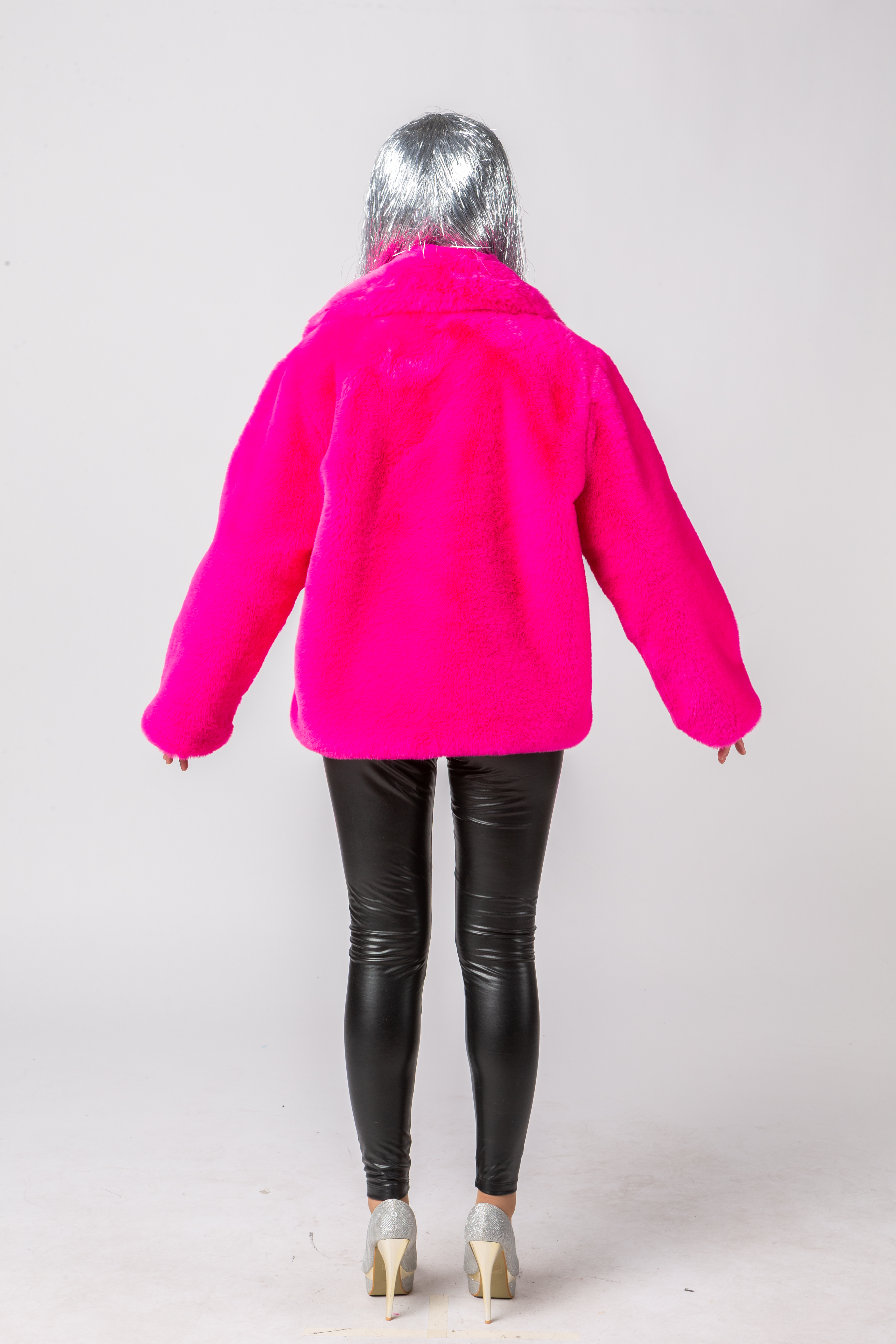Plüschjacke, pink