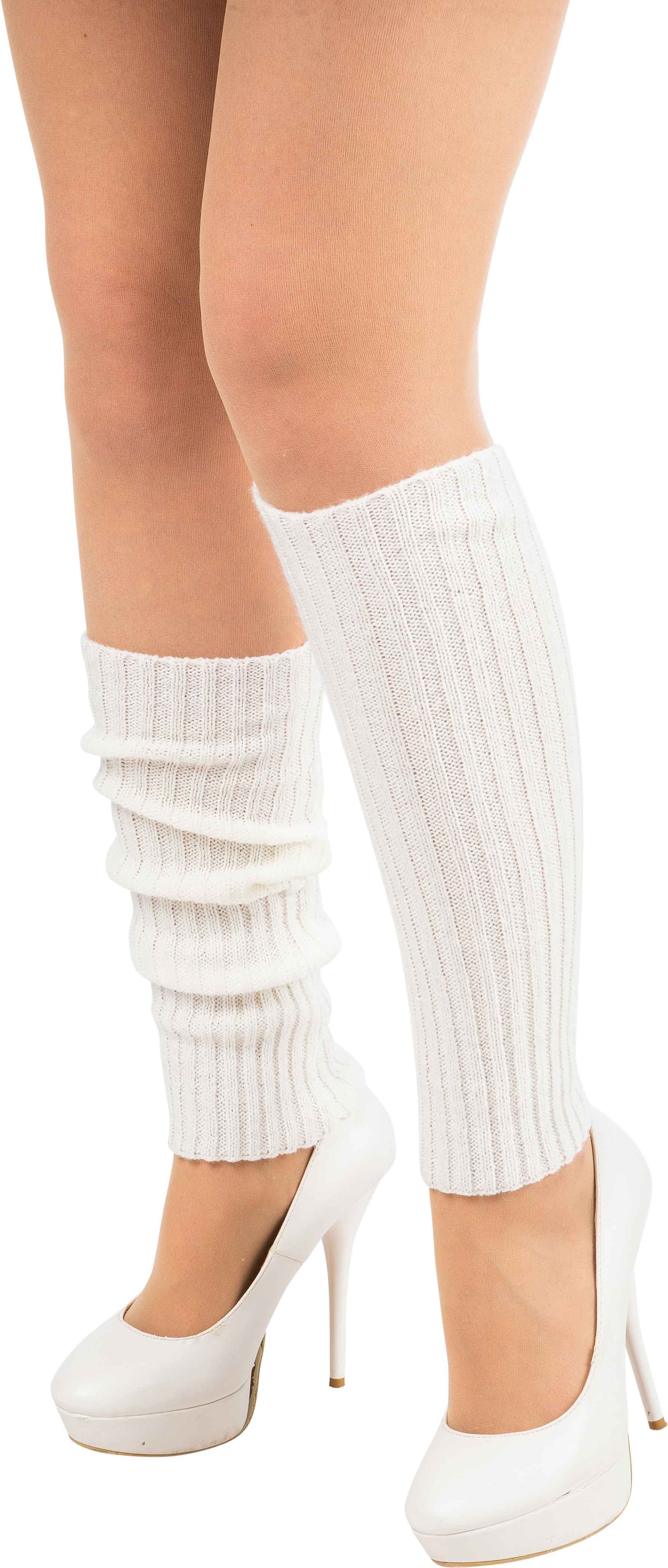 Leg warmers, knitted, 40cm, white