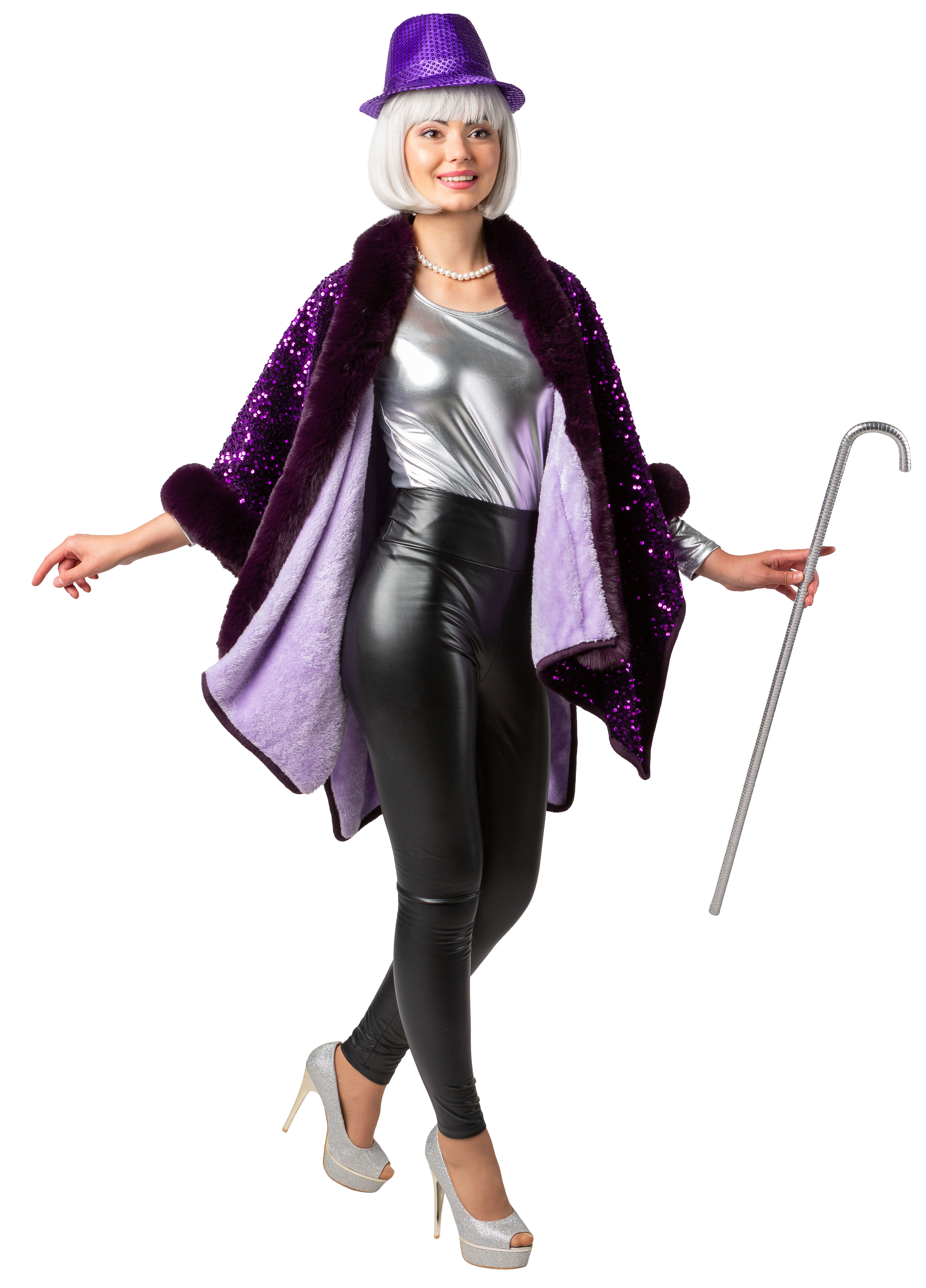 Poncho à paillettes, violet