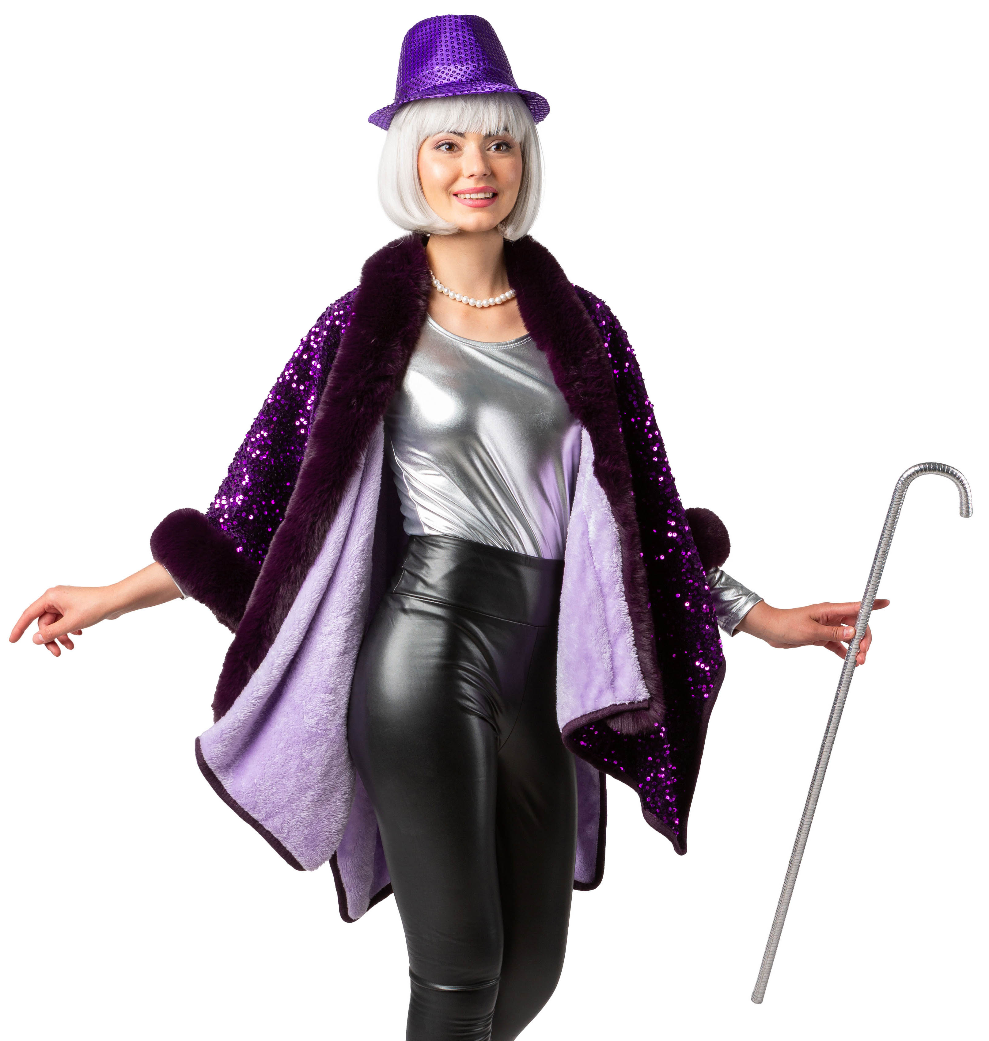 Sequin poncho, purple