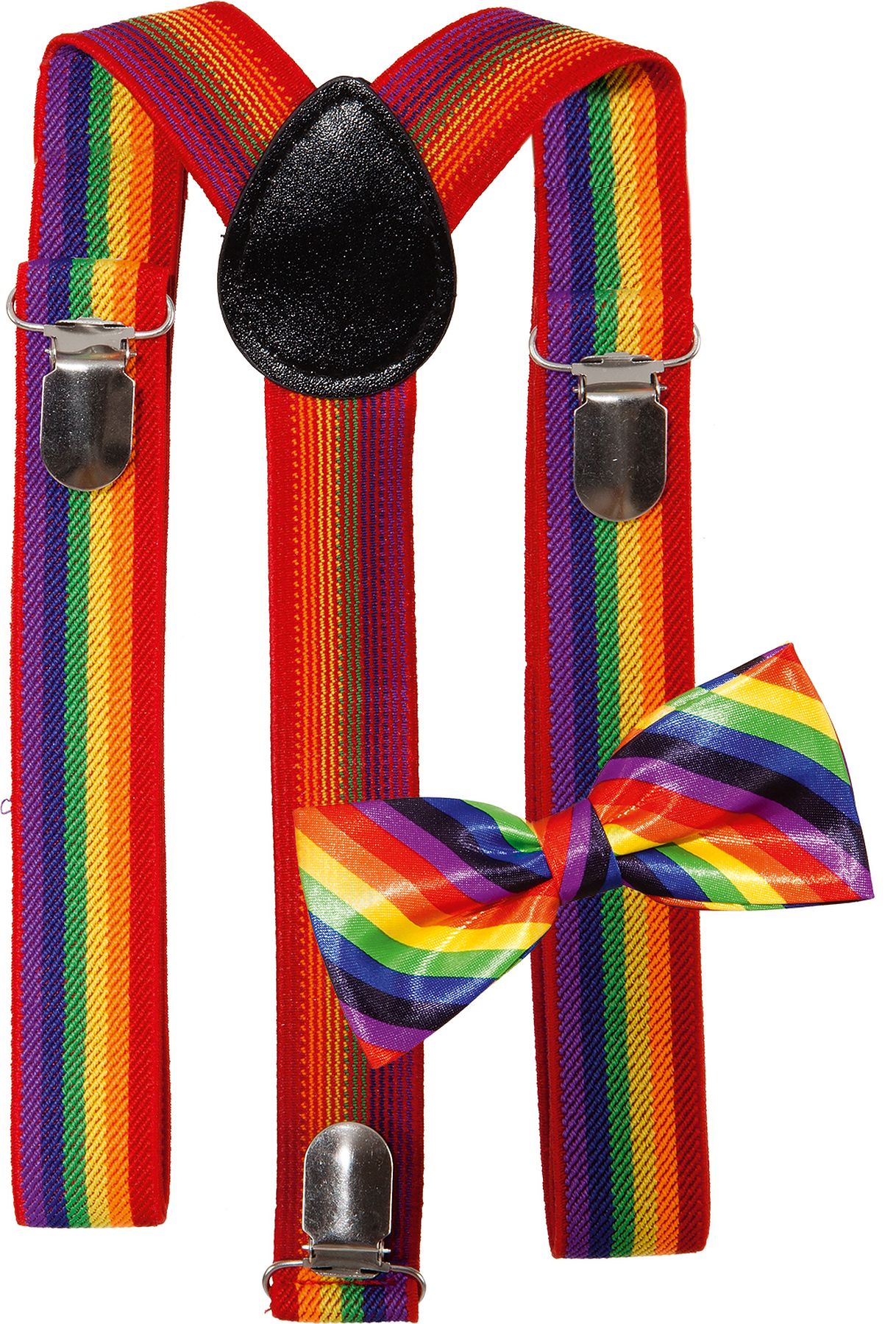 Suspenders with bow tie, rainbow