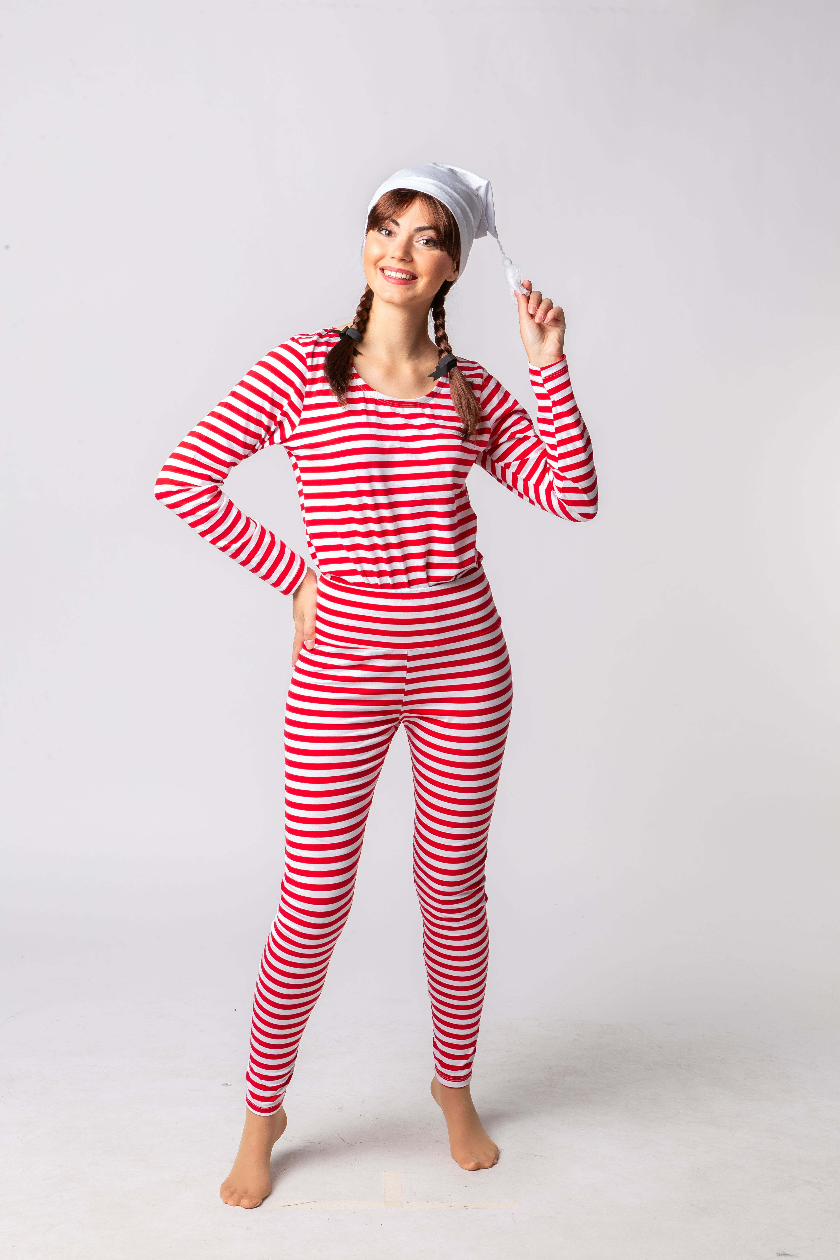 Leggings rayés, rouge/blanc