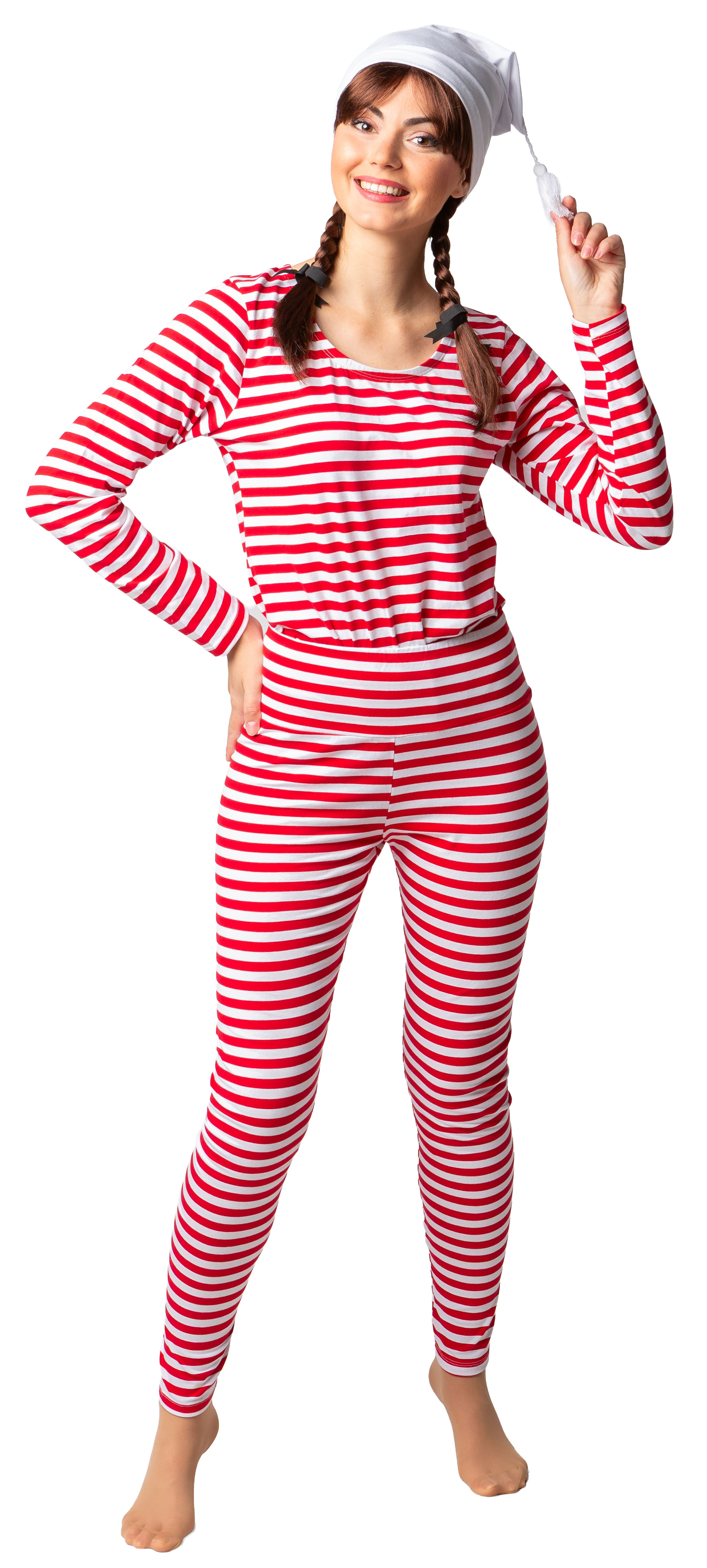 Leggings gestreift, rot/weiß 