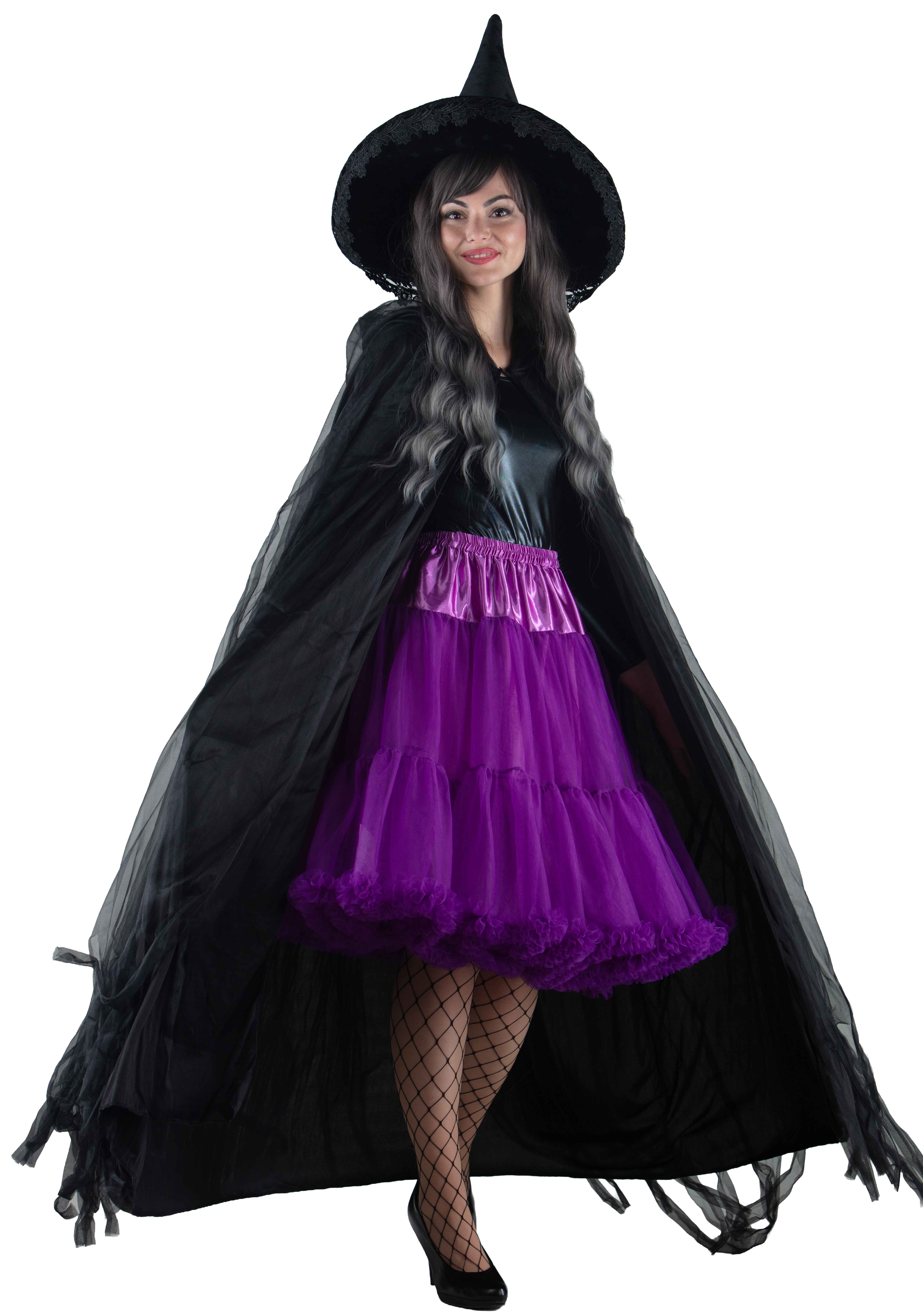 Cape with tull, black