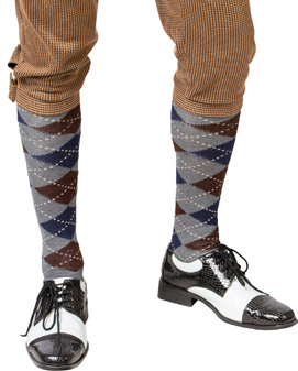 Checkered tights, grey/brown