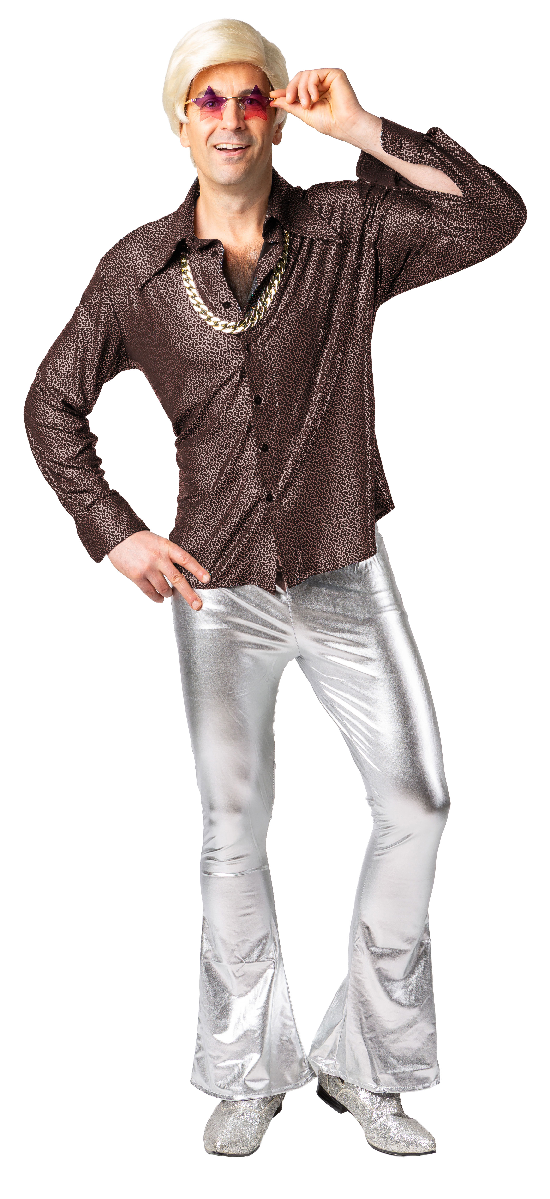 Chemise avec impression scintillante, cuivre