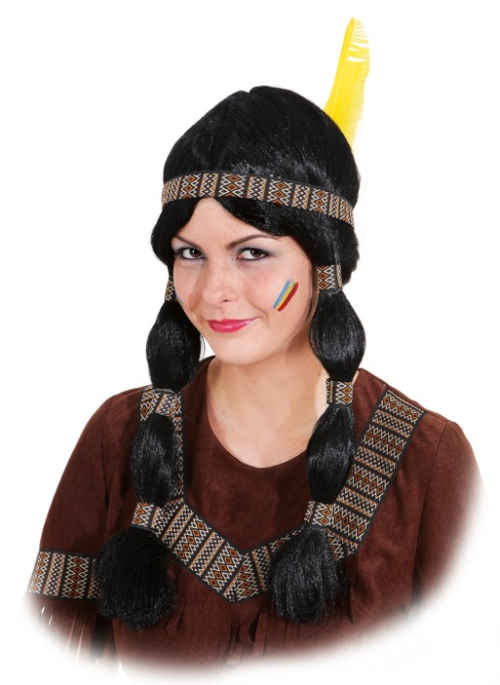 Perruque femme indienne à ruban marron