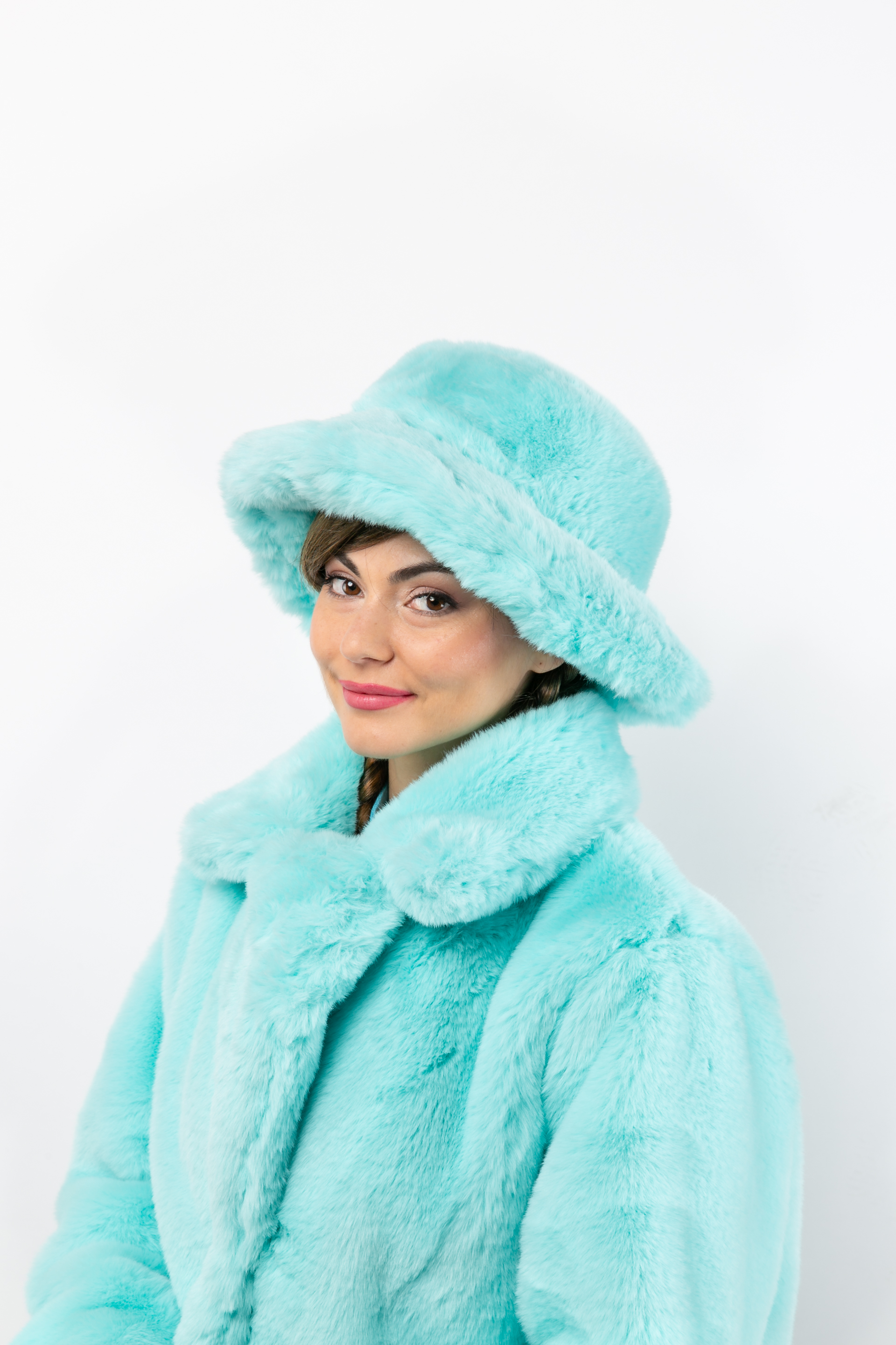 Casquette de pêcheur peluche, menthe