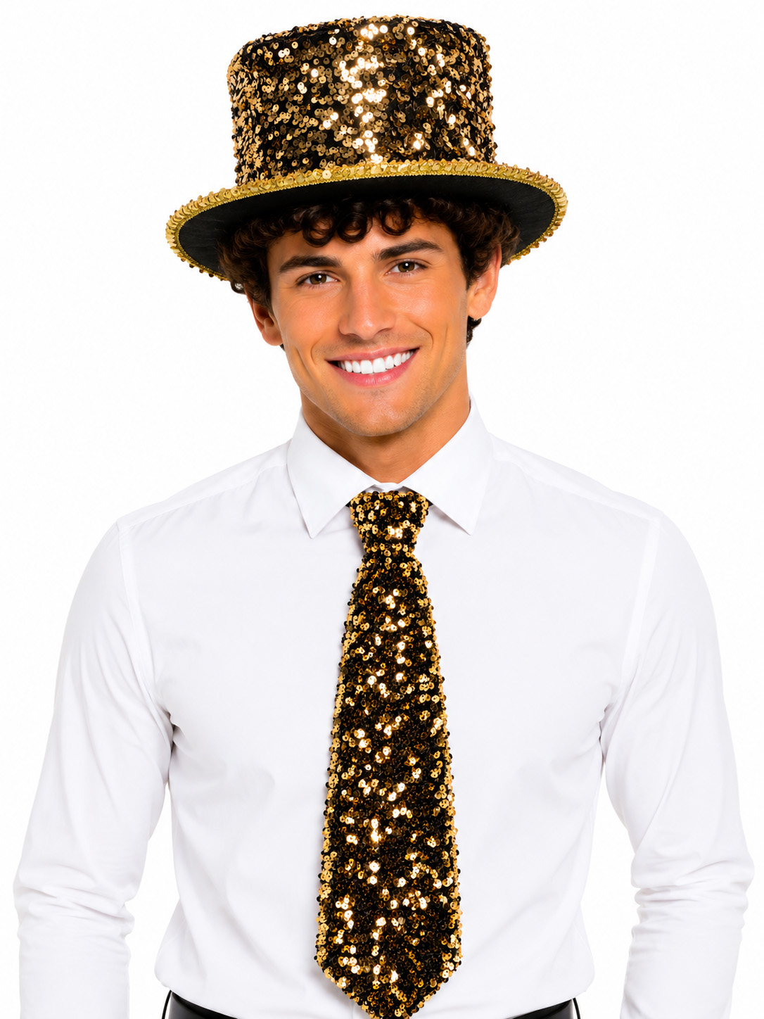 Premium sequinned tie, gold