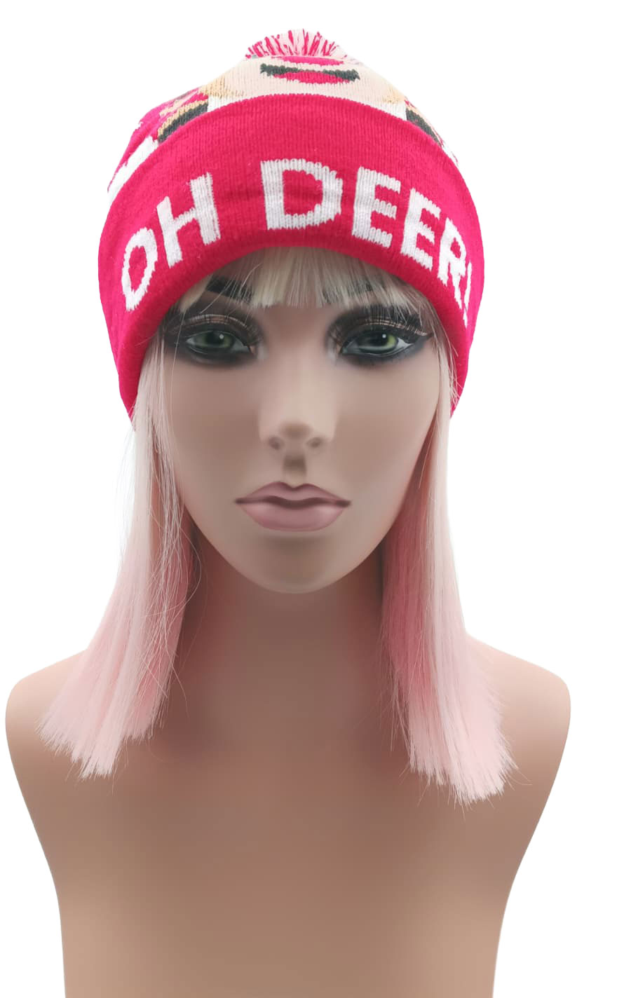 Bonnet à pompon rouge Oh Deer