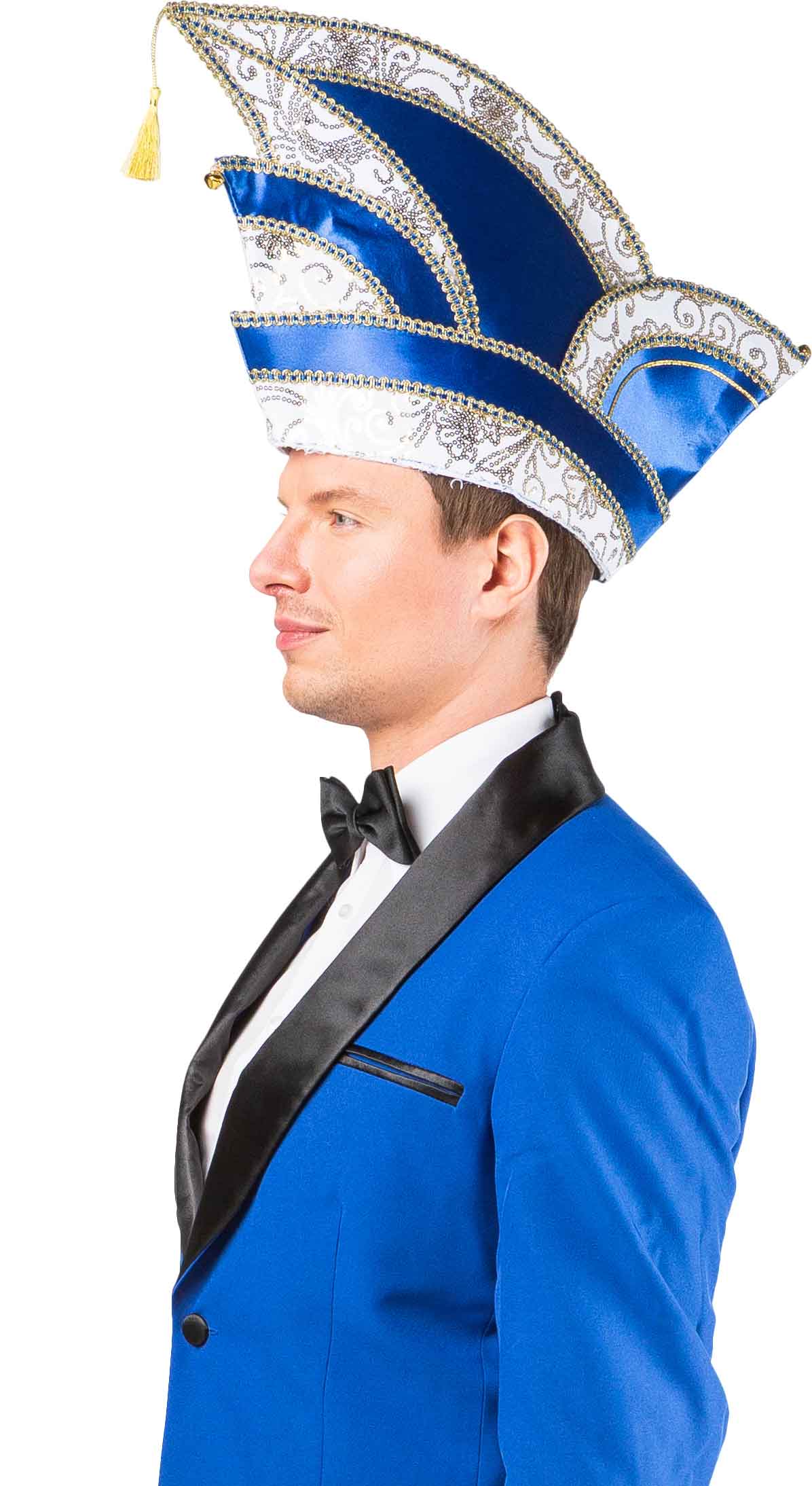 Sequin committee cap, blue/white