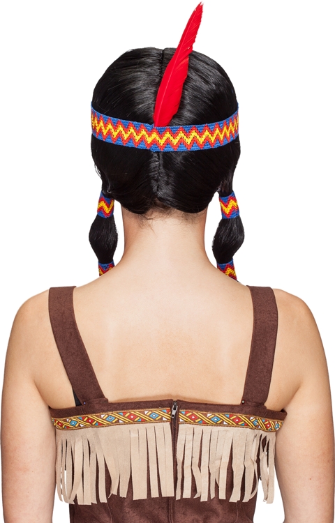 Indian women wig with blue ribbon