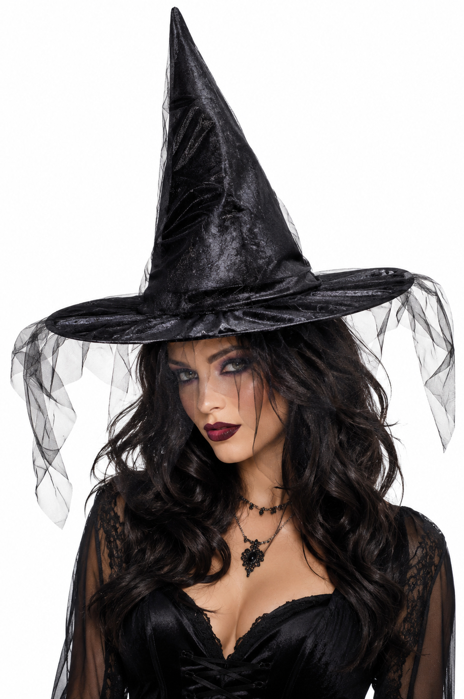 Witch's hat, black with tulle