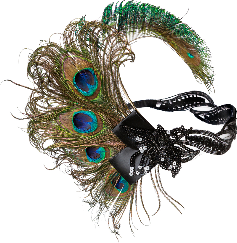 Headband 20s Deluxe with peacock feather