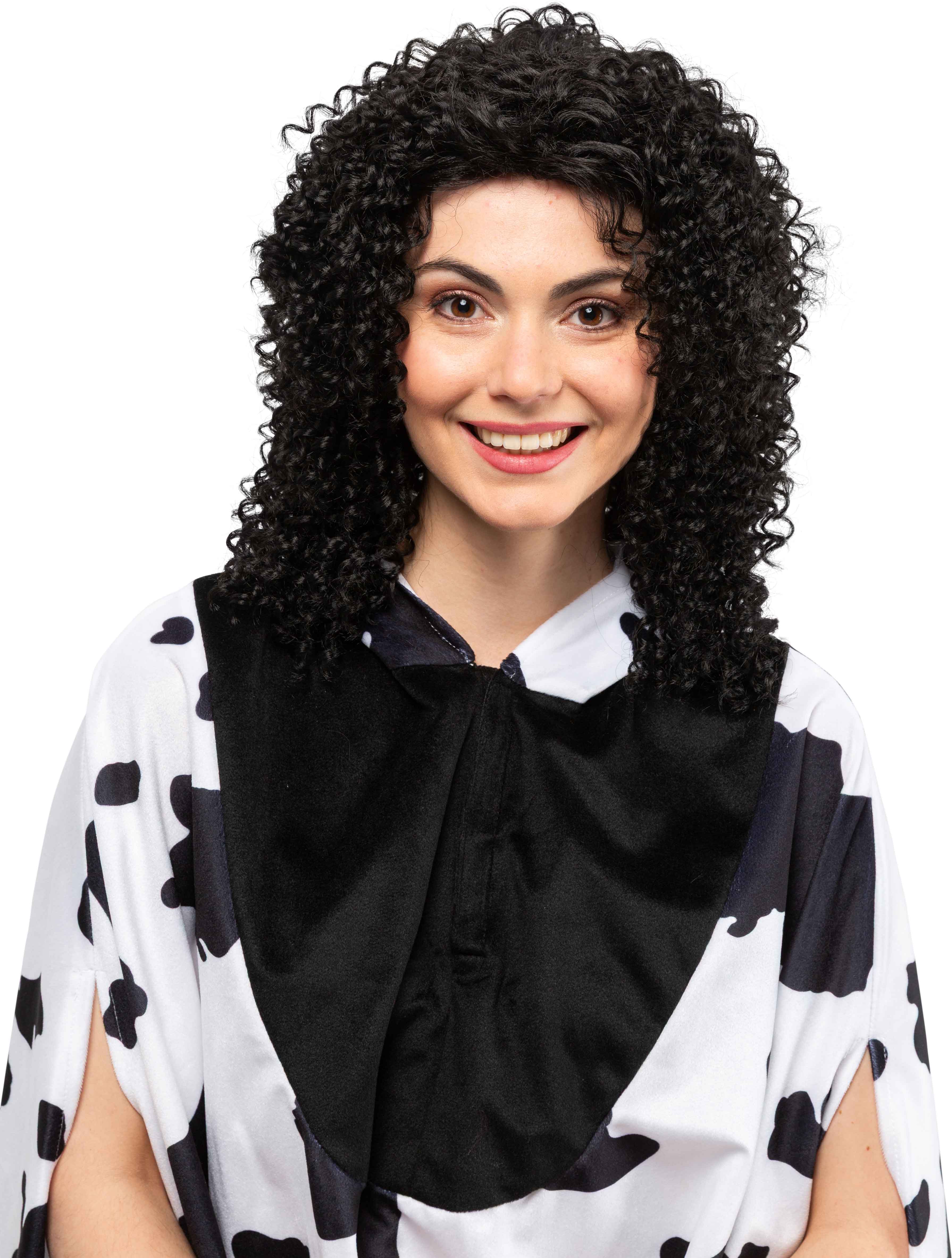Maiden curly wig, black