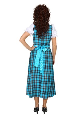 Costume bavaroise ''Dirndl'' longue, turquoise à carreaux