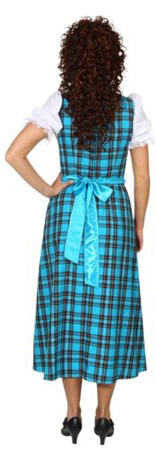 Costume bavaroise ''Dirndl'' longue, turquoise à carreaux