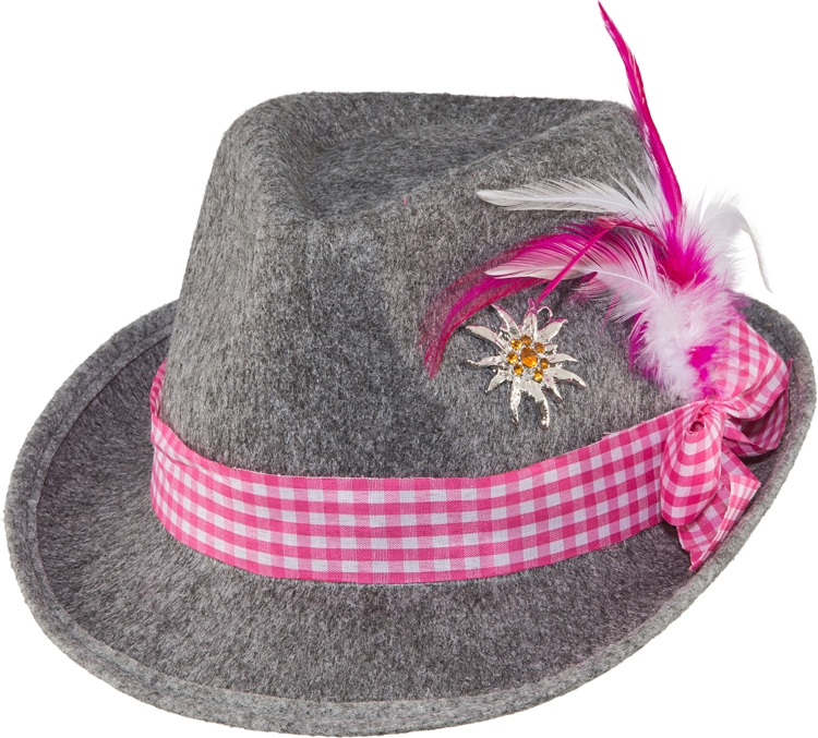 Chapeau bavarois traditionnel, gris-rose 