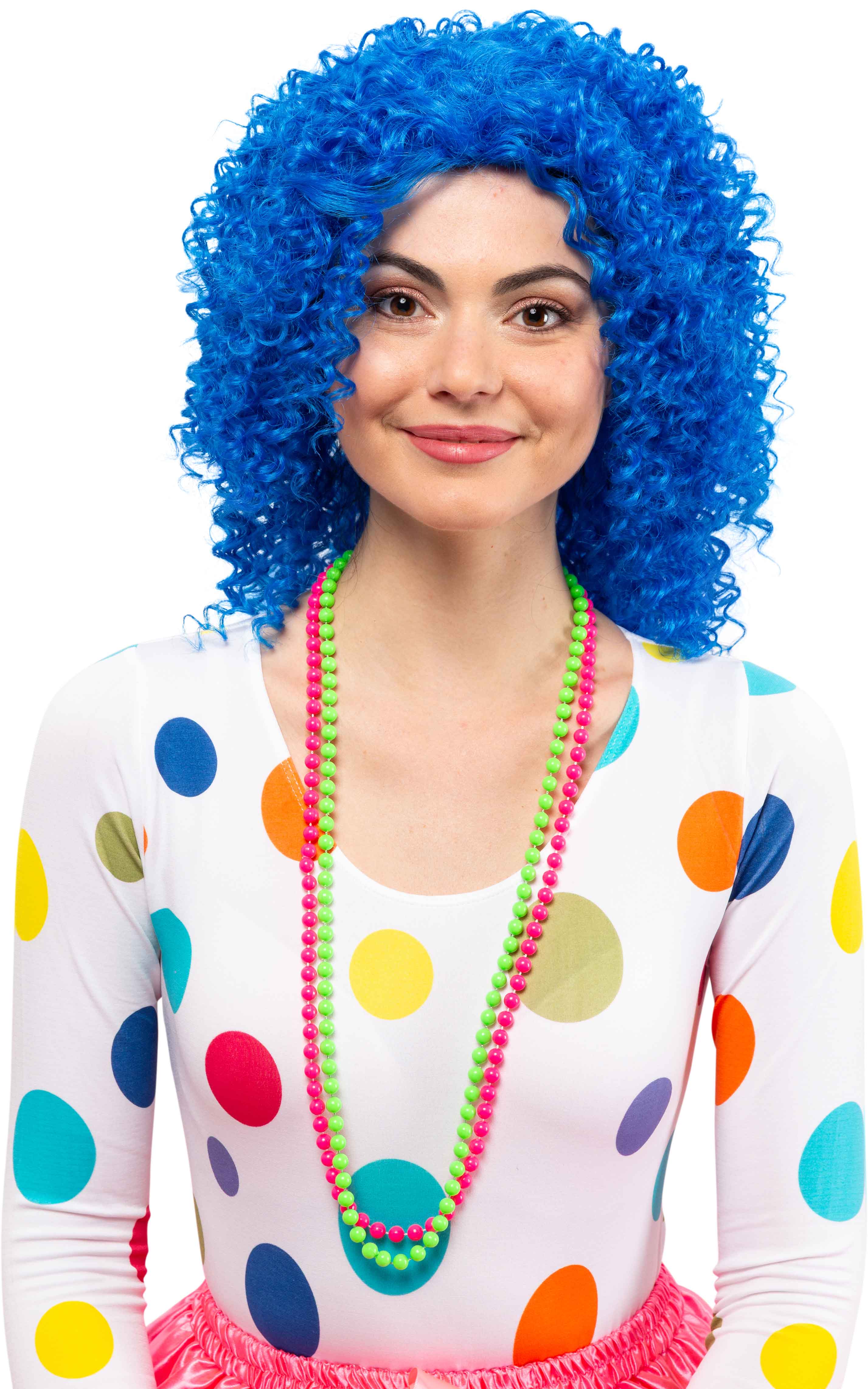 Maiden curly wig, blue