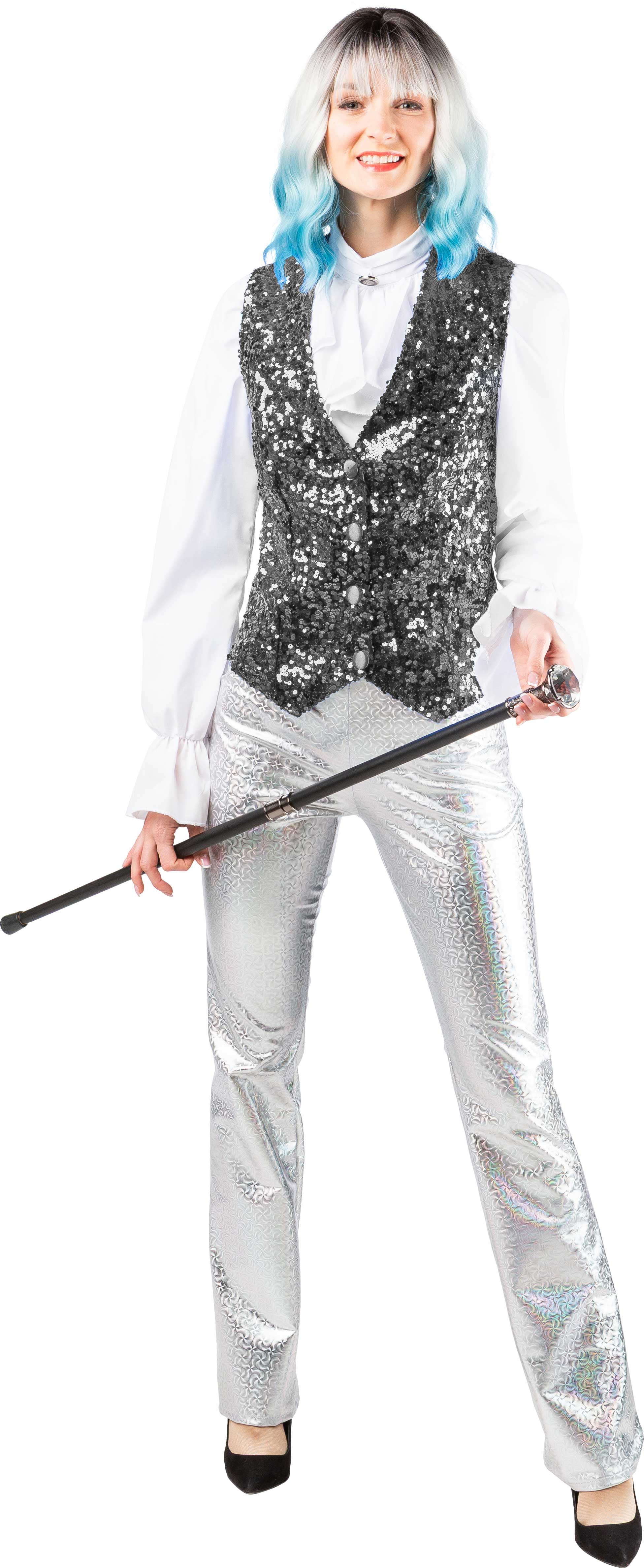 Women's sequinned waistcoat, silver