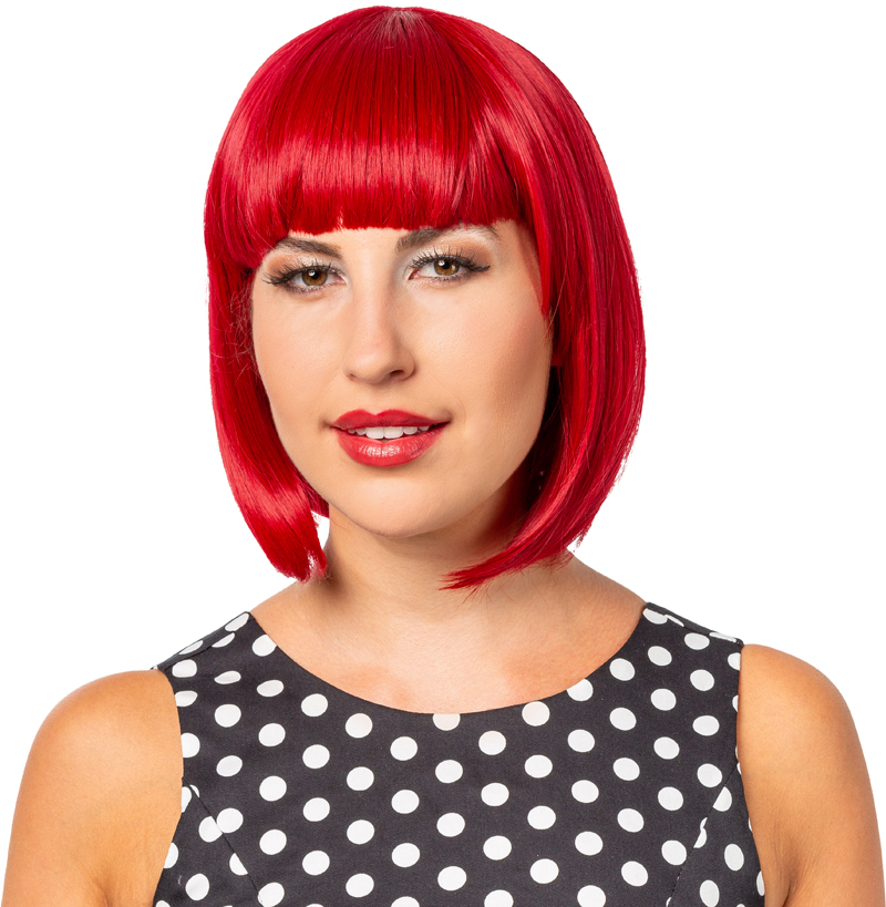 Perücke Long Bob, granatrot