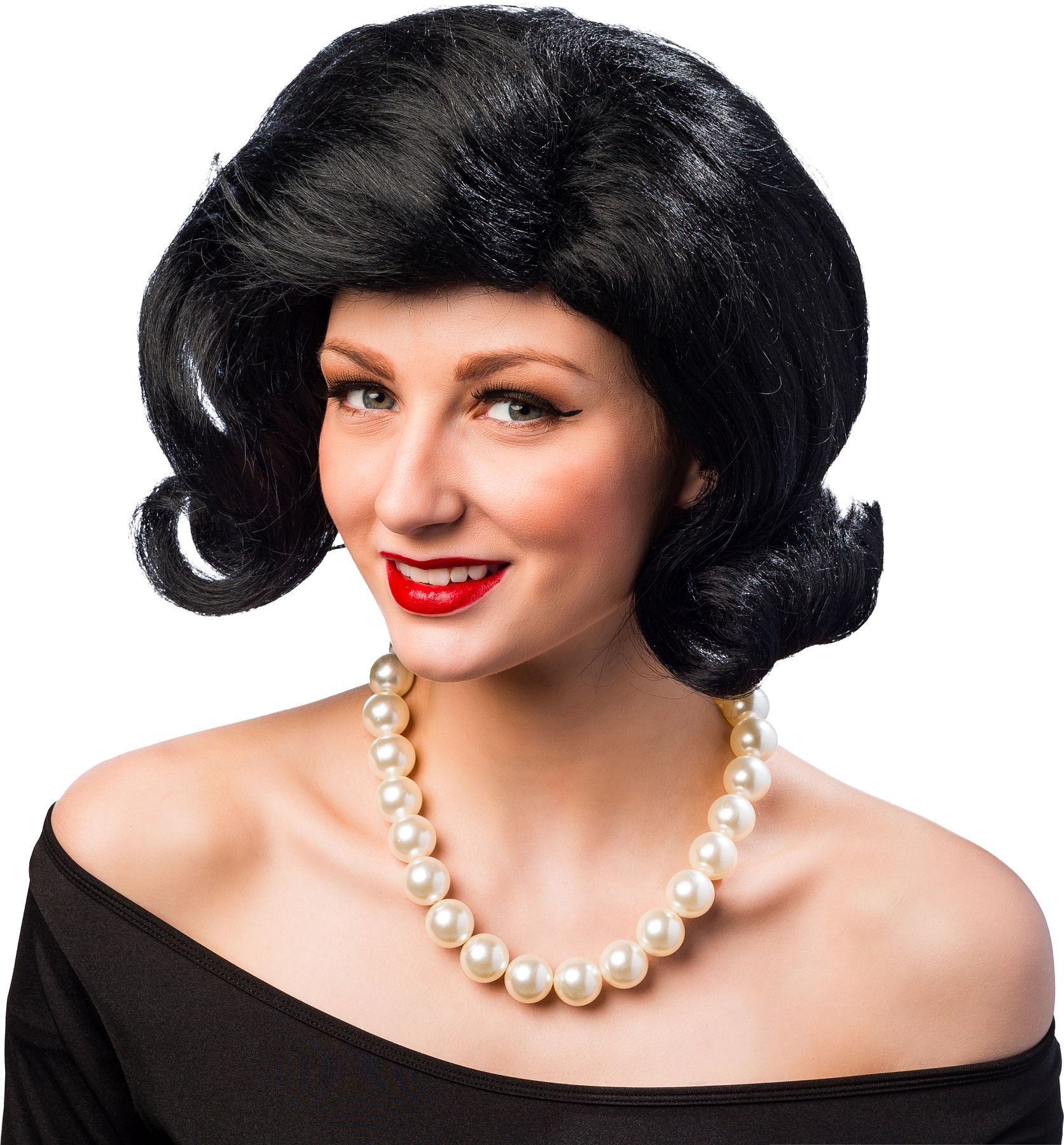 50s Bob wig with side split, black