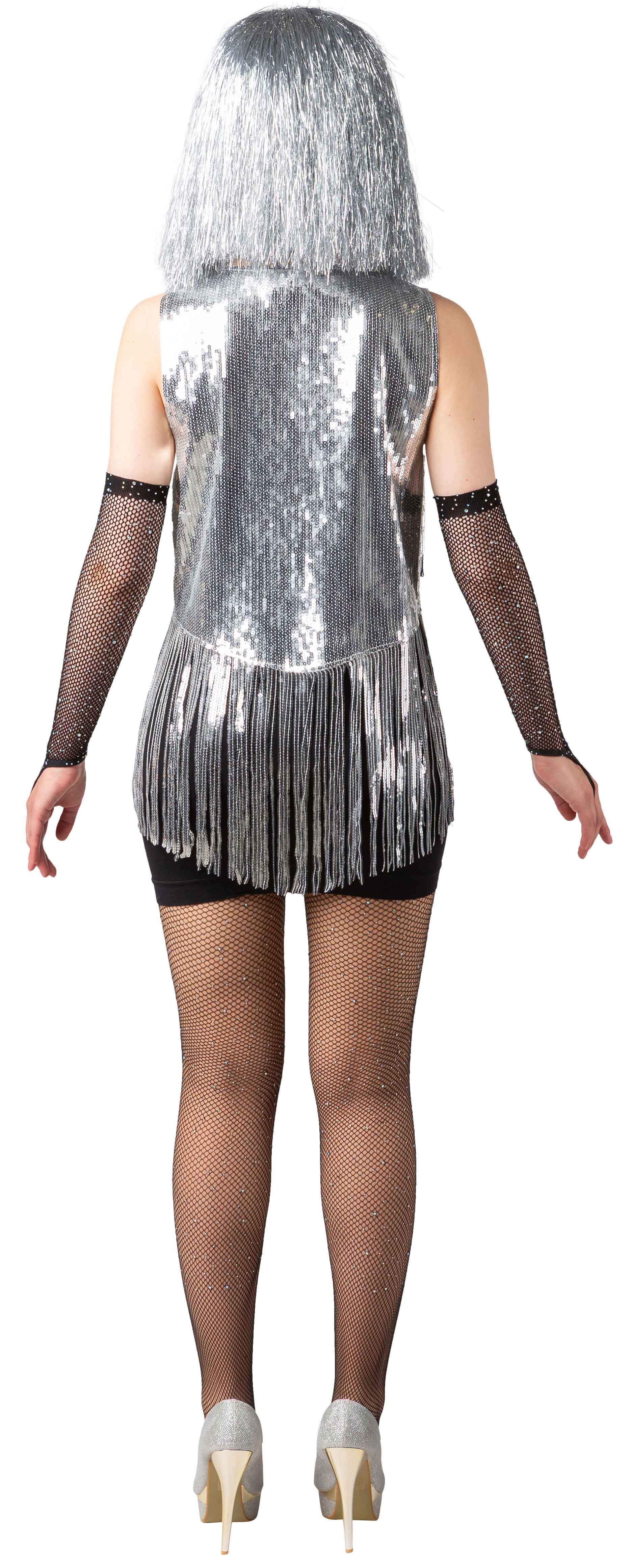 Paillettenweste, silber  -3XL/4XL