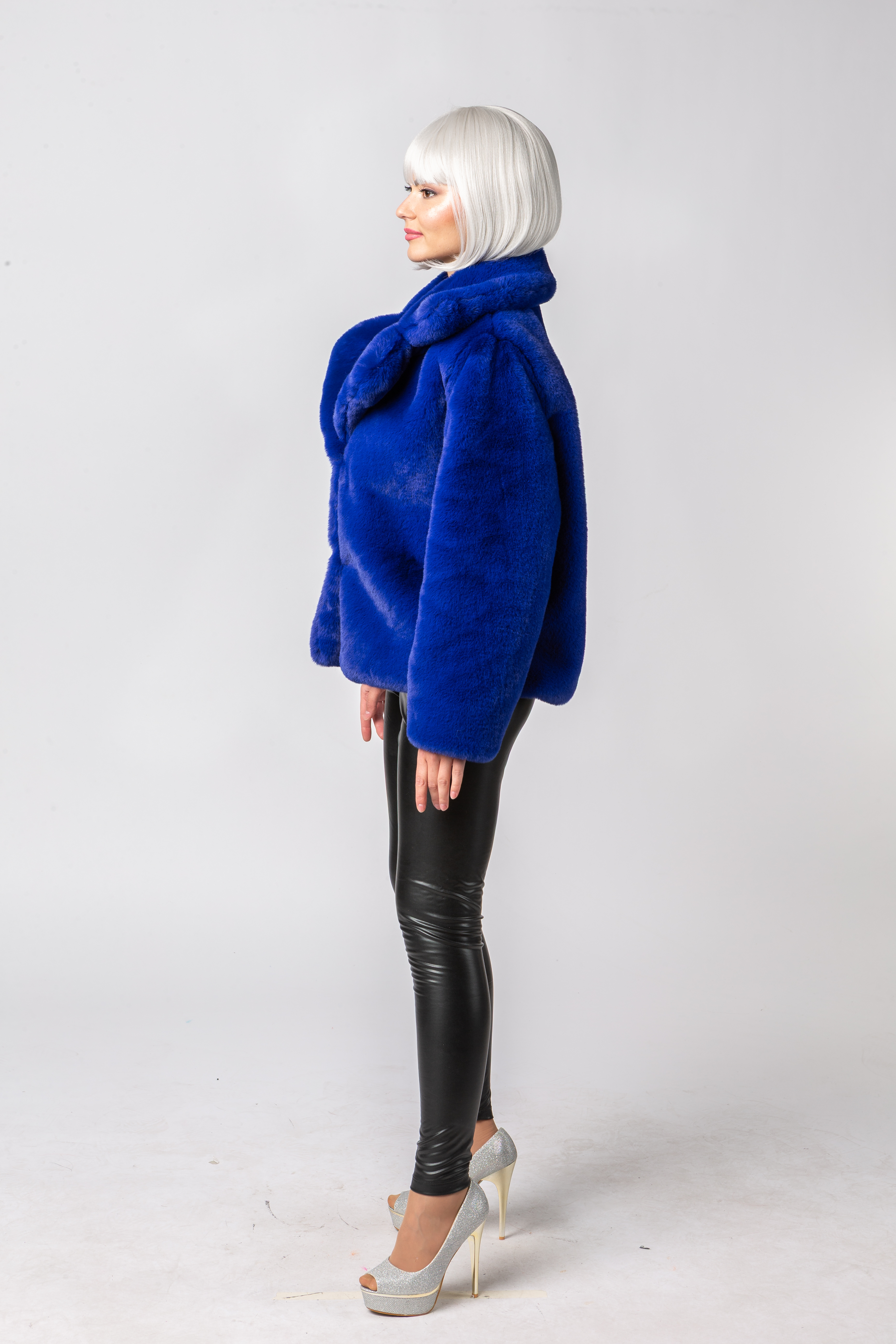 Plüschjacke, blau