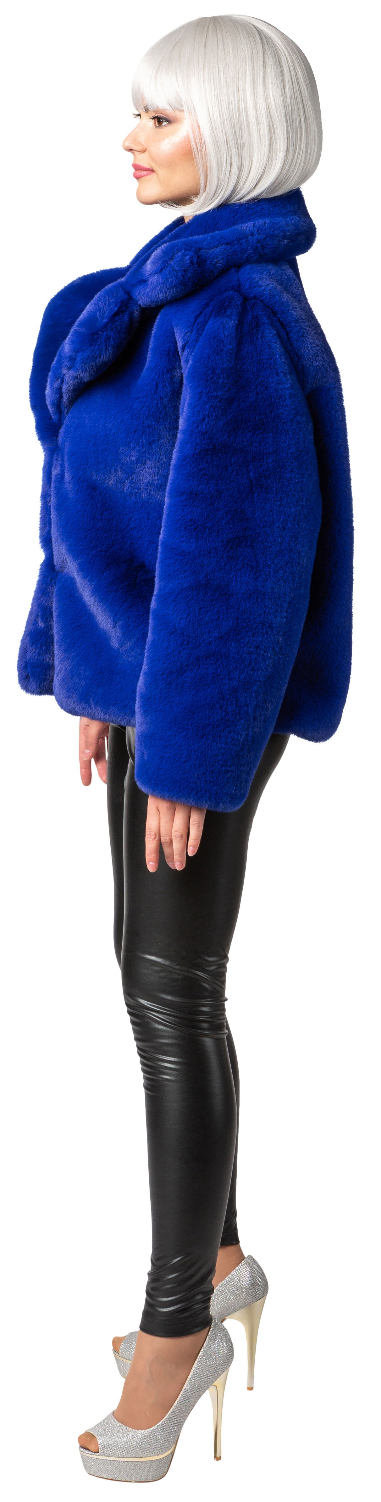 Plüschjacke, blau