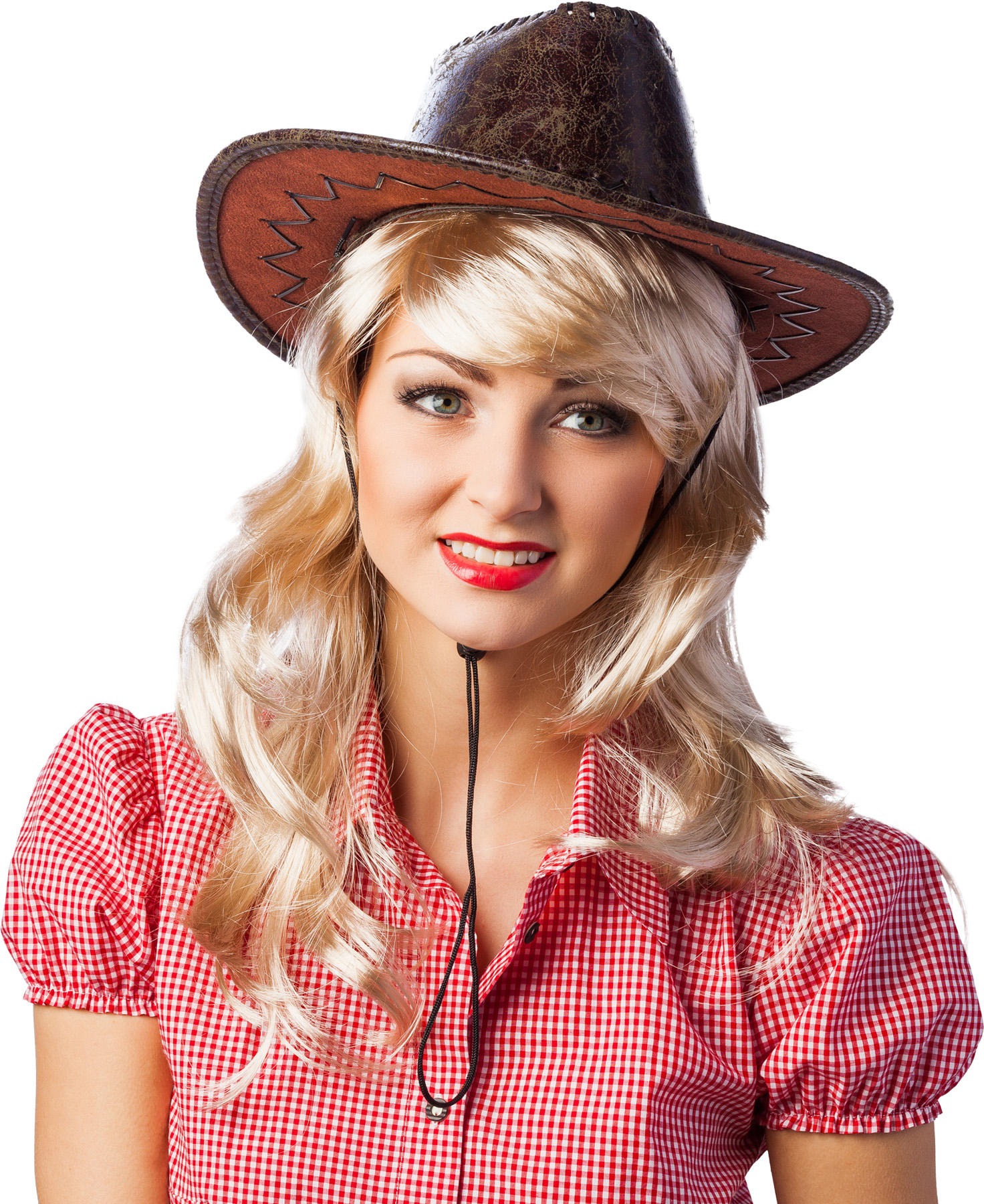 Western hat with leather optic
