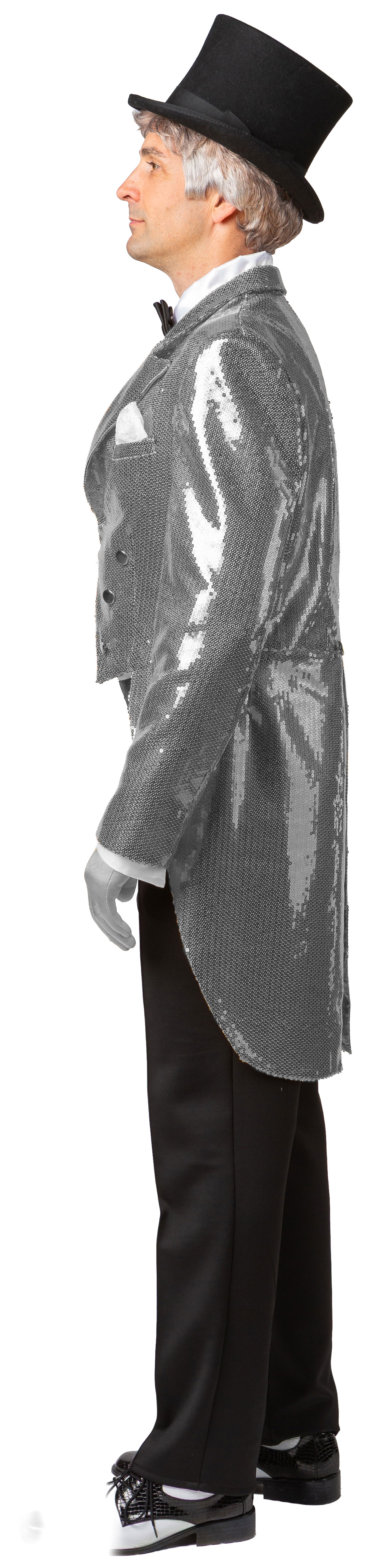 Herrenfrack Paillette, silber 